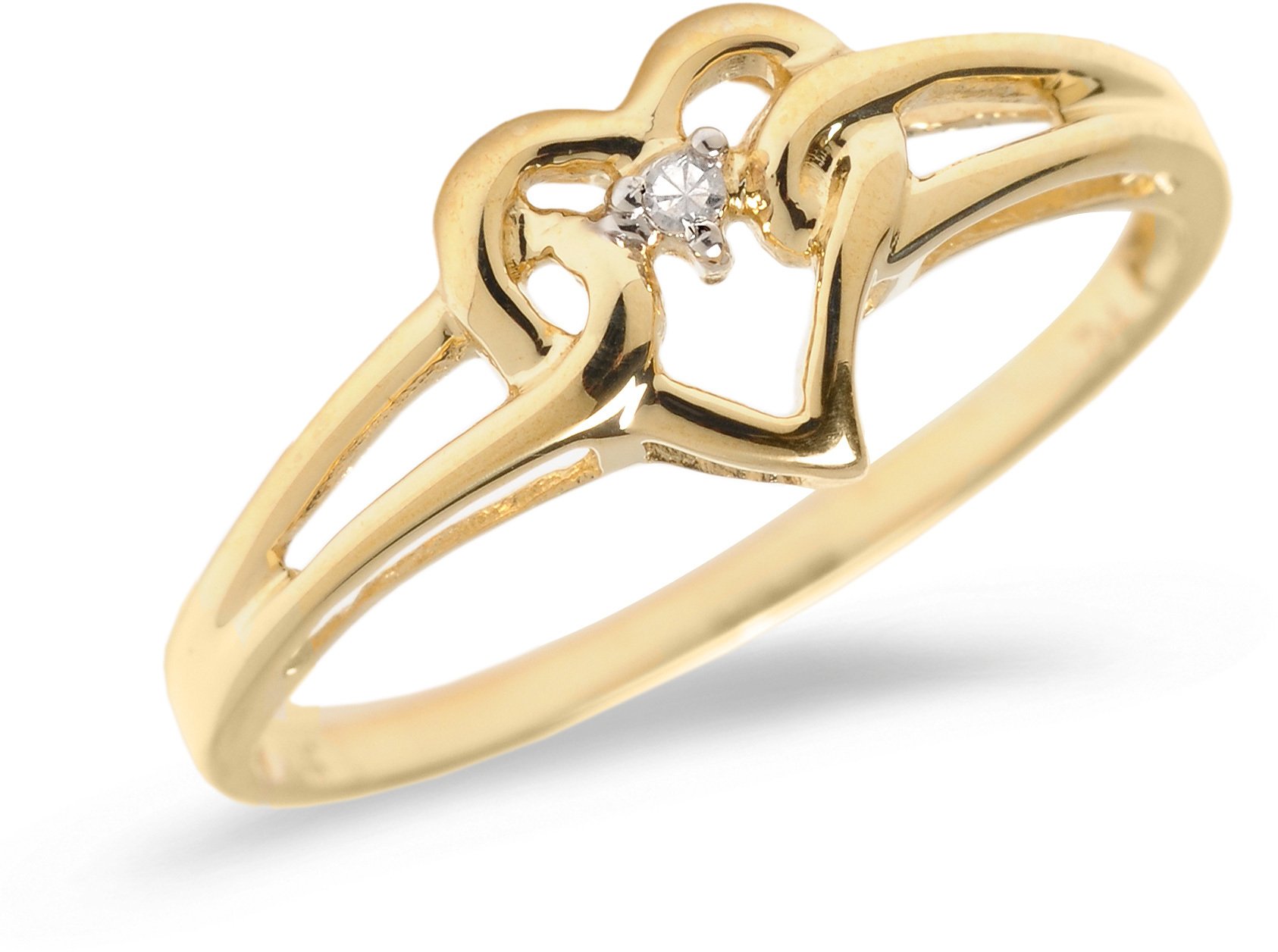 14K Yellow Gold Diamond Heart Ring for Women - Elegant & Romantic Jewelry Gift for Valentine's Day, Anniversary & Special Occasions