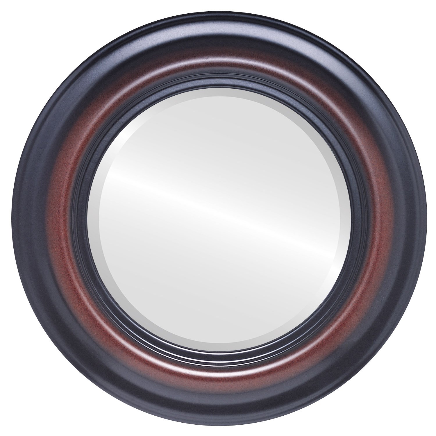 OVALCREST 19x19 Inch Round Beveled Wall Mirror - Lancaster Style Rosewood Framed Mirror for Living Room, Bedroom & Entryway Decor