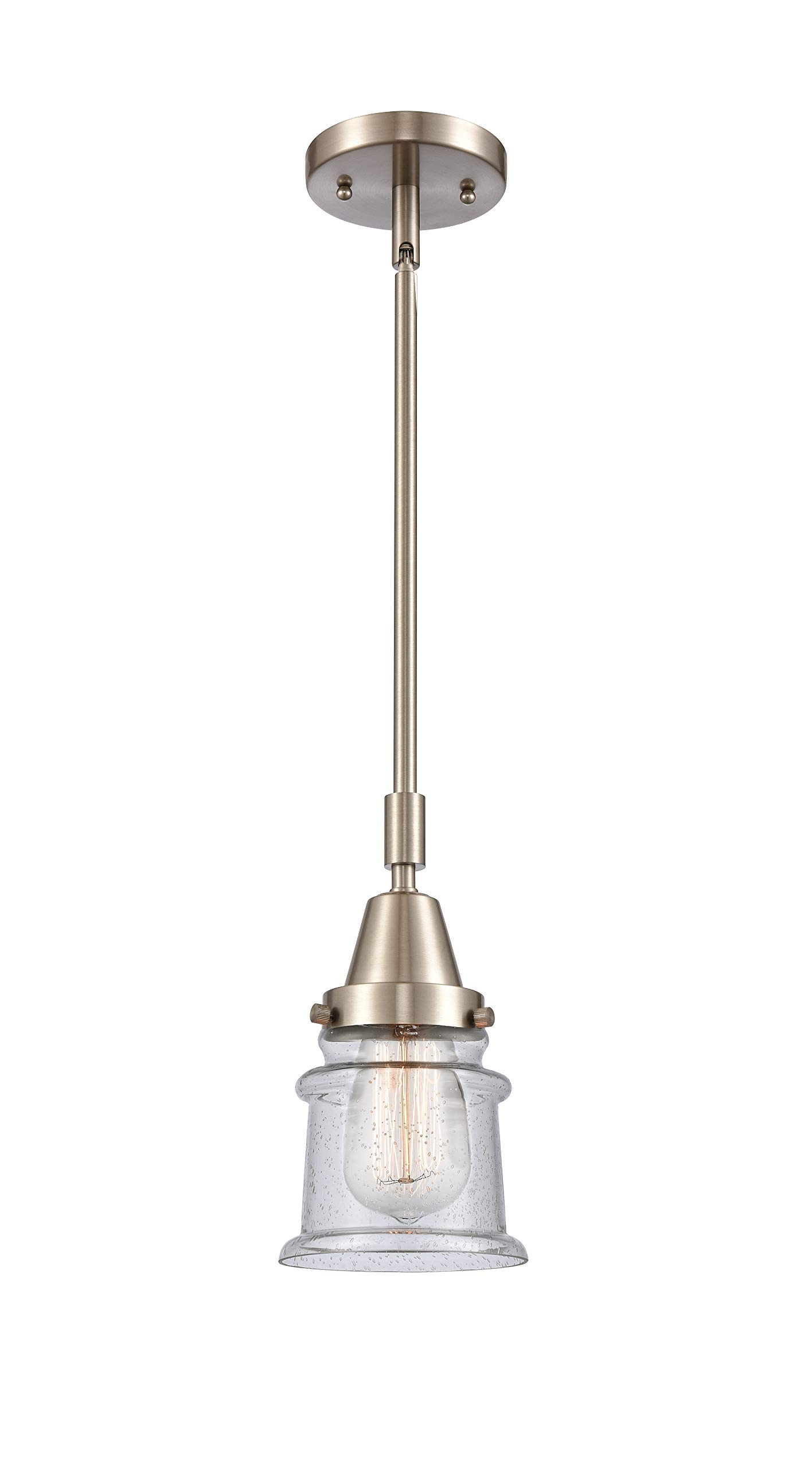 Franklin Restoration Collection LED Mini Pendant Light - 447-1S-SN-G184S - Modern Lighting Fixture for Kitchen Island, Dining Room & Bar Counter
