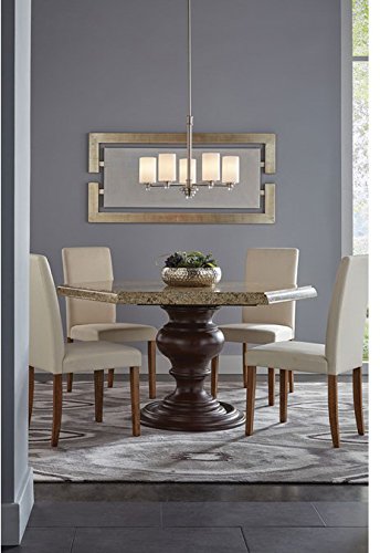 Kichler Joelson 19.75 Inch 5-Light Chandelier with Satin Etched Opal Glass and Clear Glass Accents in Brushed Nickel Finish - Perfect for Dining Room, Bedroom, and Foyer Lighting