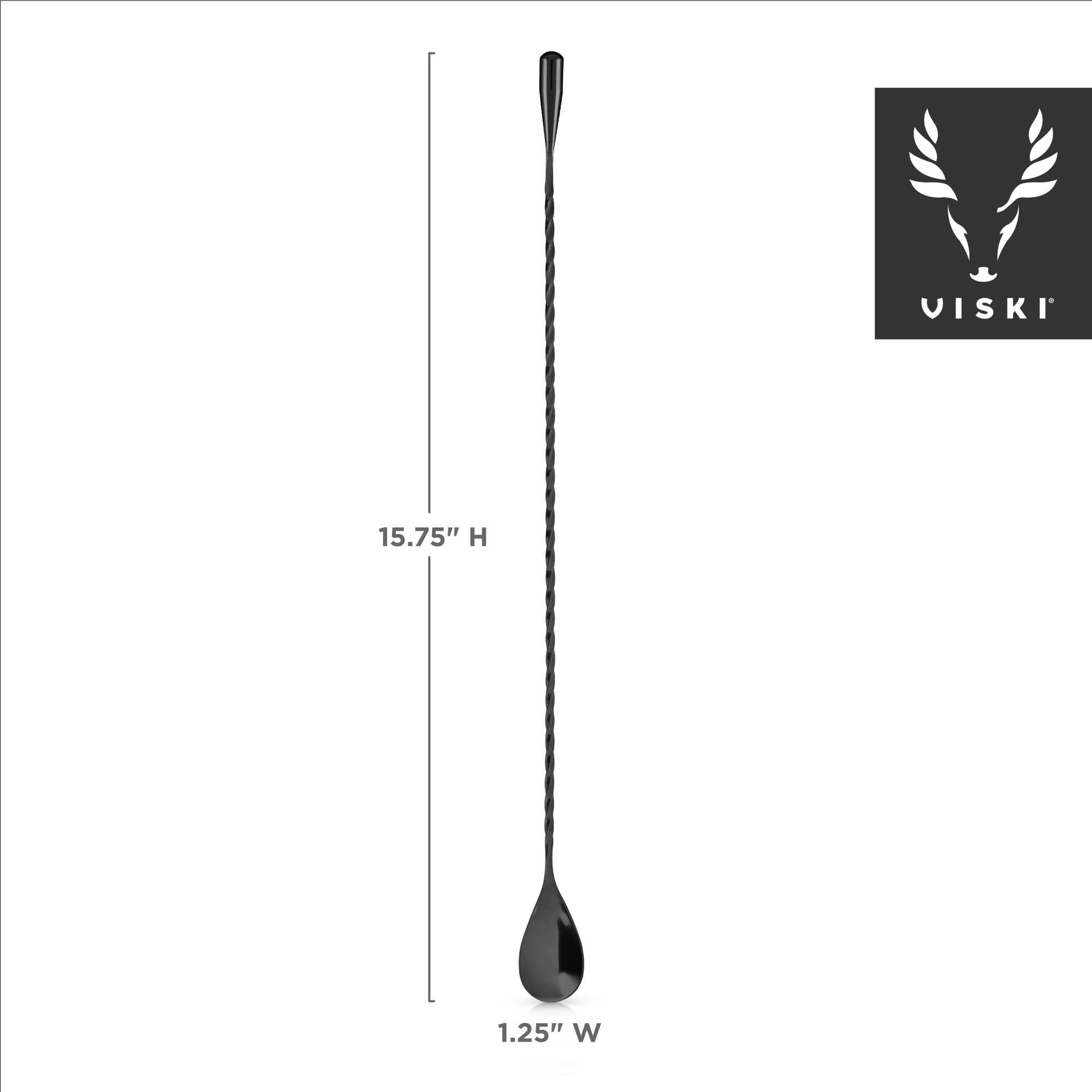 Warren 40cm Weighted Bar Spoon - Premium Stainless Steel Cocktail Mixing Tool for Bartenders & Home Use - Perfect for Mixing, Stirring & Layering Drinks