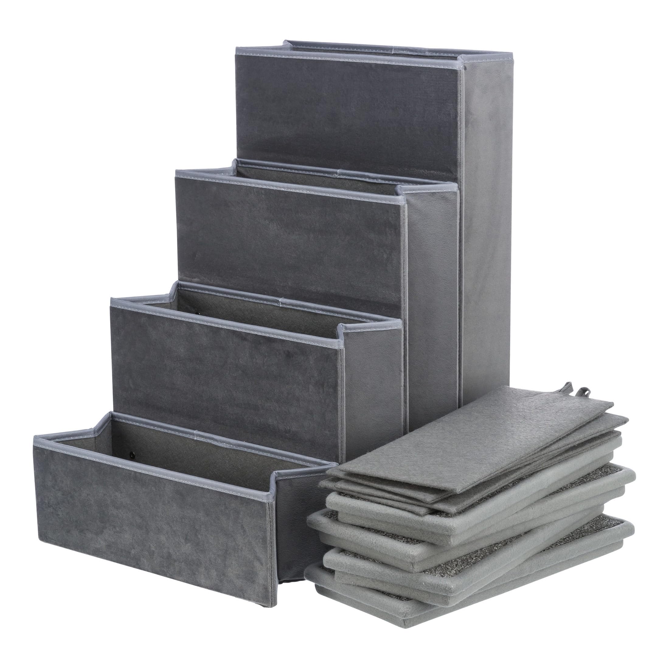 TRIXIE Velour Dog Stairs with Non-Slip Tread Steps - 4-Step Foldable Pet Stairs for Beds & Couches - Gray Pet Ramp with Storage Space - Perfect for Small & Medium Dogs to Reach Furniture Safely