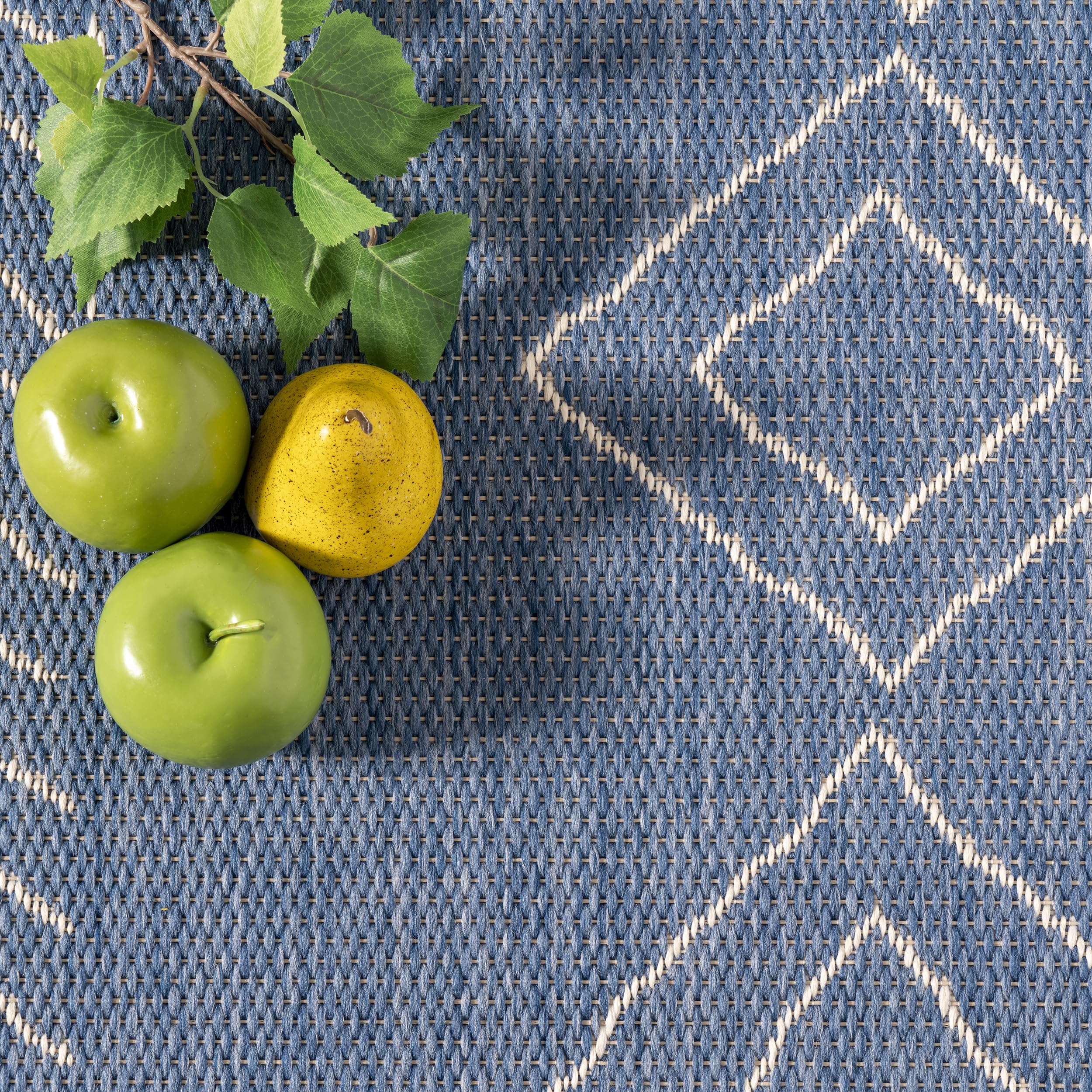 nuLOOM Moroccan Indoor/Outdoor Area Rug 6'x6' Square - Serna Blue Handwoven Boho Chic Rug for Living Room, Bedroom, Patio & Deck Decor
