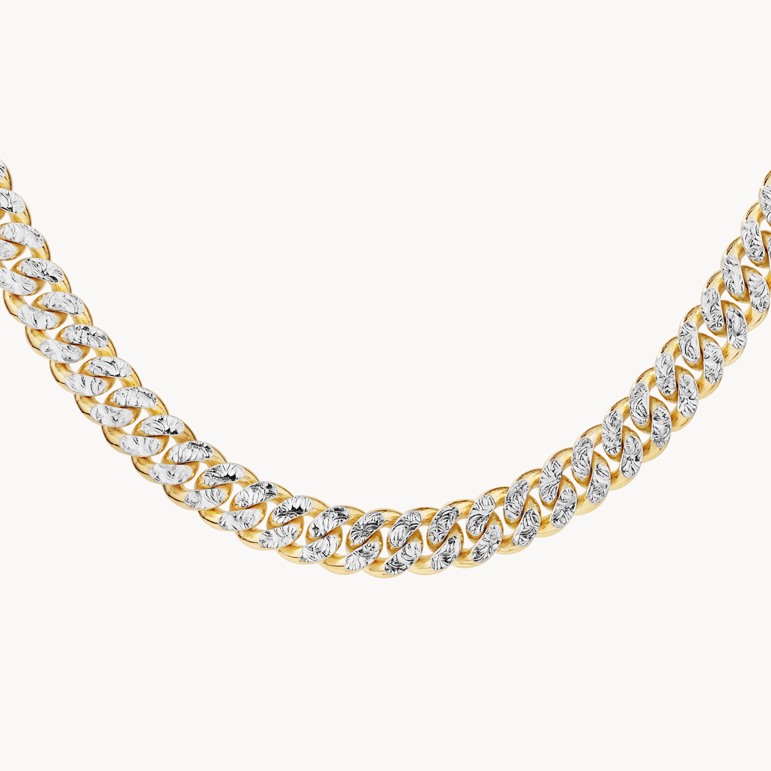 Two Tone Gold Cuban Chain Necklace for Men & Women | Trendy Hip Hop Jewelry | Perfect for Layering, Gifts & Everyday Wear