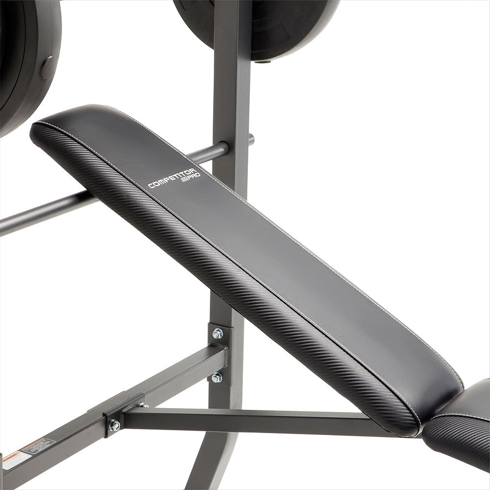 Competitor Pro Standard Weight Bench with 100lb Plate Set - Heavy Duty Home Gym Equipment for Strength Training & Fitness Workouts | CB 5573