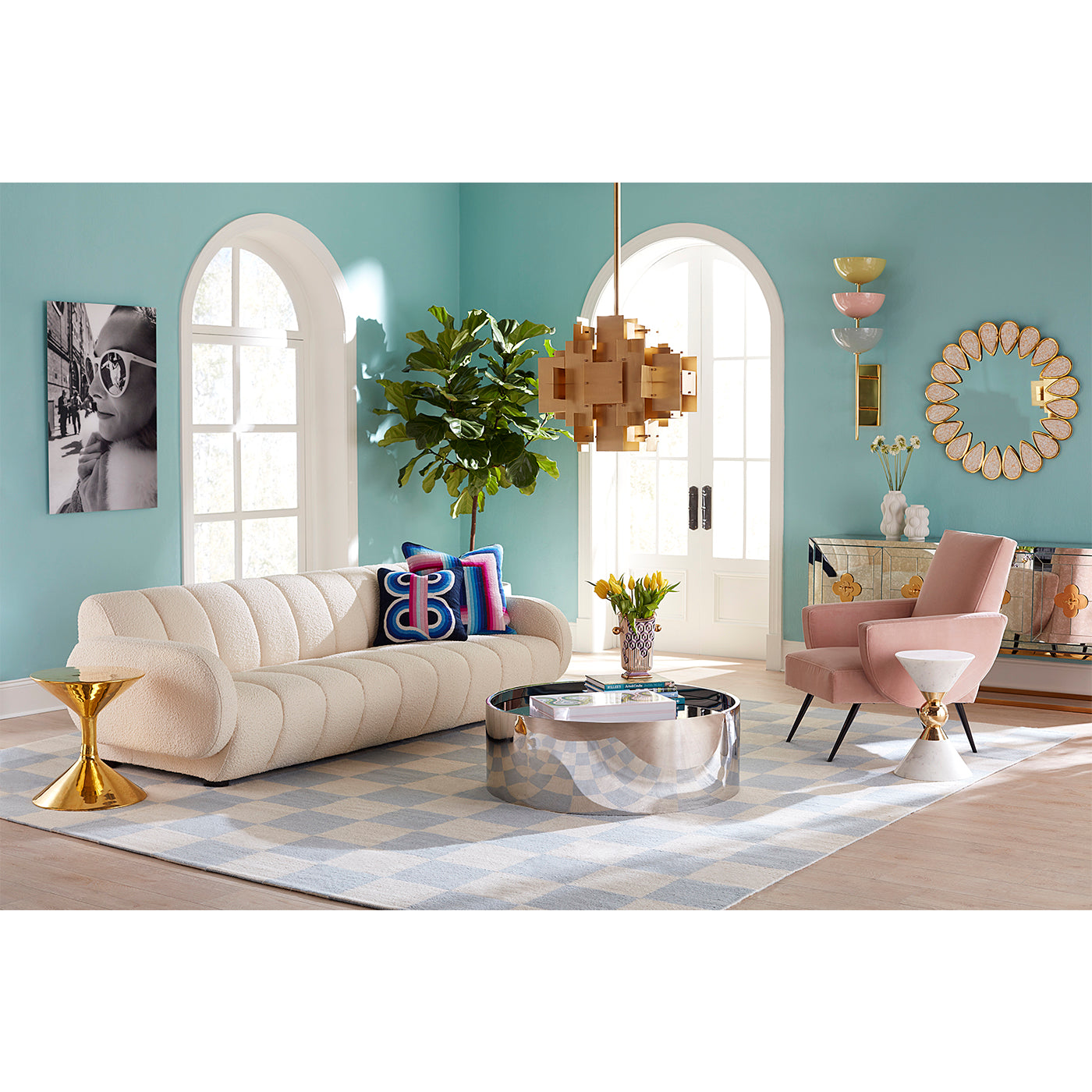 Philippe Lounge Chair - Modern Mid-Century Accent Chair for Living Room, Bedroom & Office - Comfortable Upholstered Armchair with Wooden Legs - Perfect for Relaxing, Reading & Decor