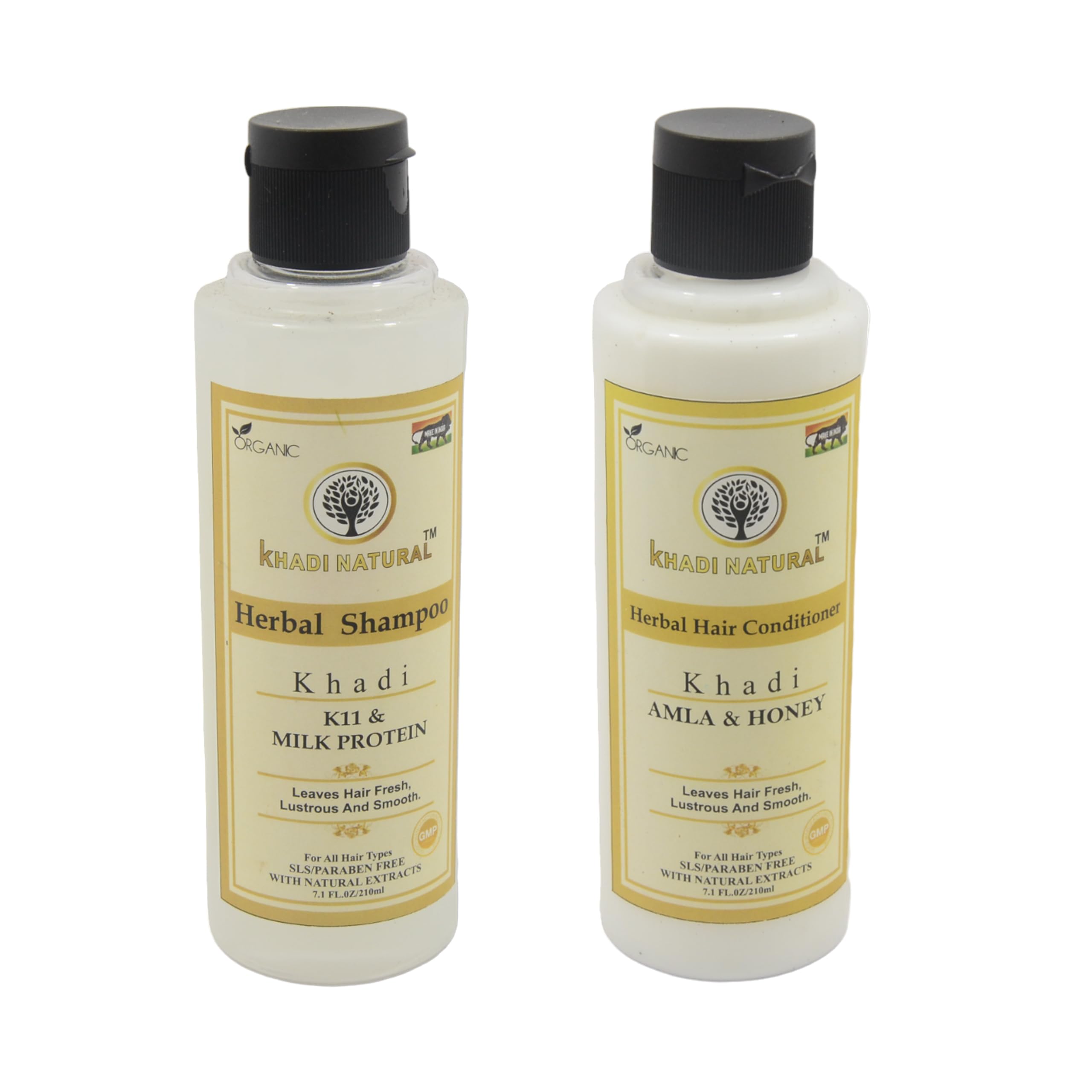 Khadi K11 Milk Protein Shampoo & Amla Honey Conditioner Combo - Herbal Haircare for Silky Hair at Home