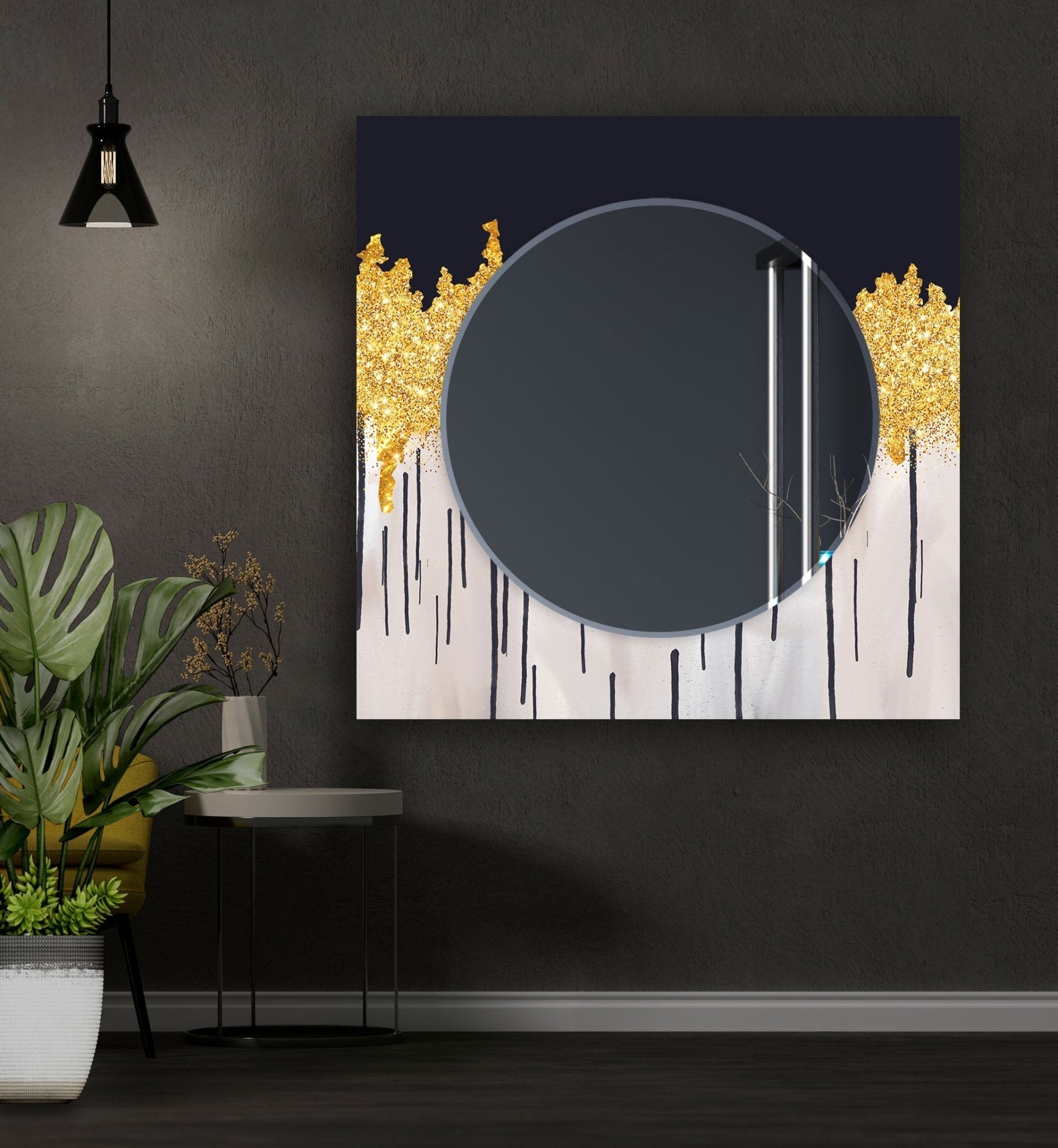 Abstract Gold Accent Wall Mirror - Elegant Home Decor for Living Room, Bedroom & Entryway