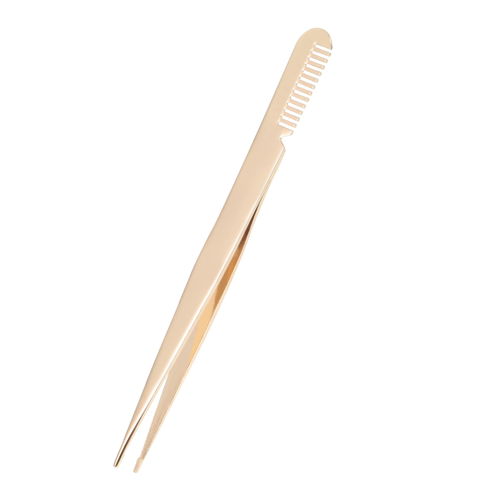 Professional Metal Eyelash Tweezers with Comb - Precision Eyebrow & Lash Clamp Tweezers for Women - Perfect for Salon, Makeup Artists & DIY Beauty at Home