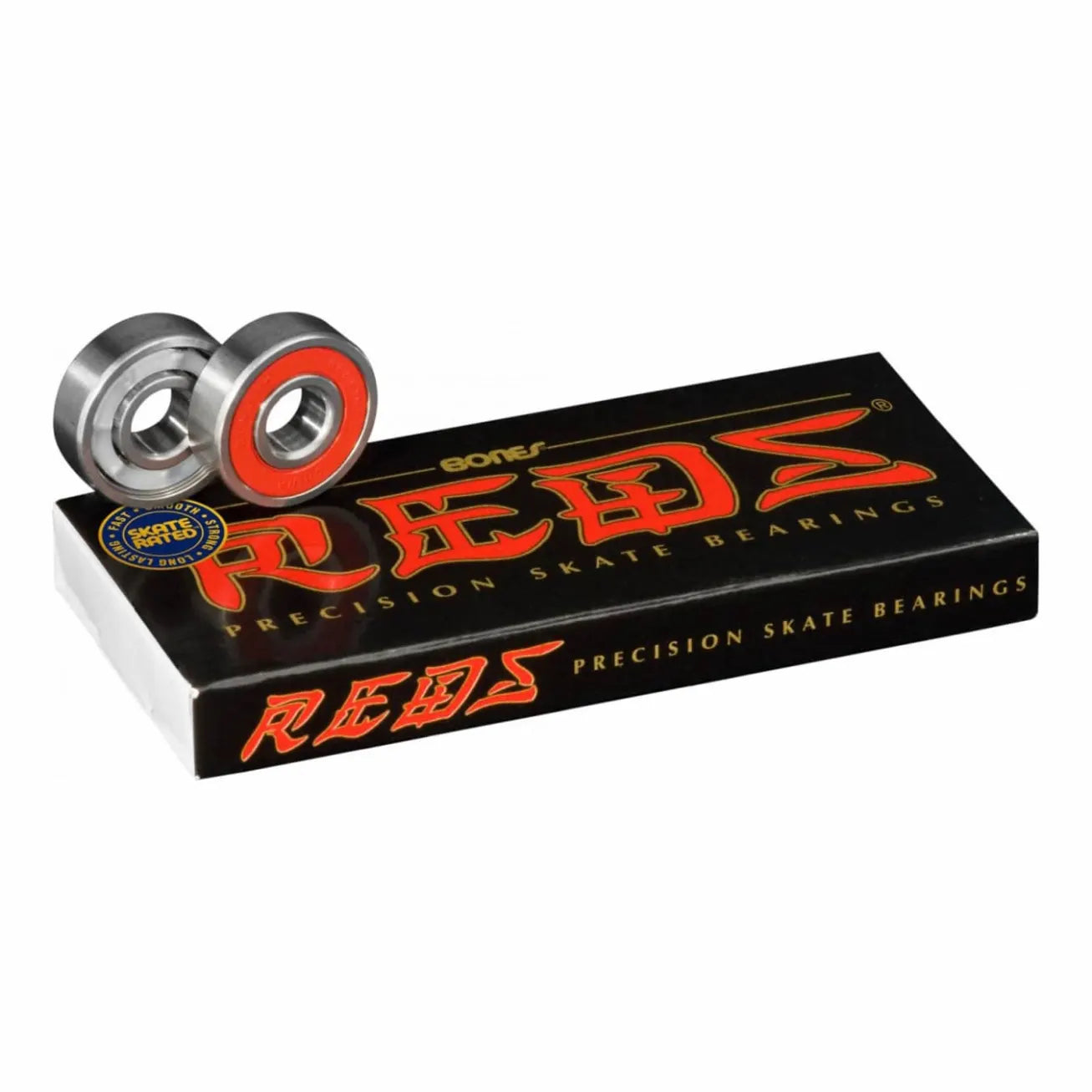 Bones Reds Skateboard Bearings - 8 Pack - High Speed Precision Bearings for Smooth Skateboard Riding - Perfect for Street, Park, and Vert Skating