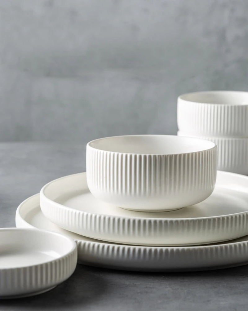Premium Matte Glazed Ceramic Dinnerware Set - Elegant & Durable Plates, Bowls & Mugs for Everyday Dining, Restaurant, or Special Occasions