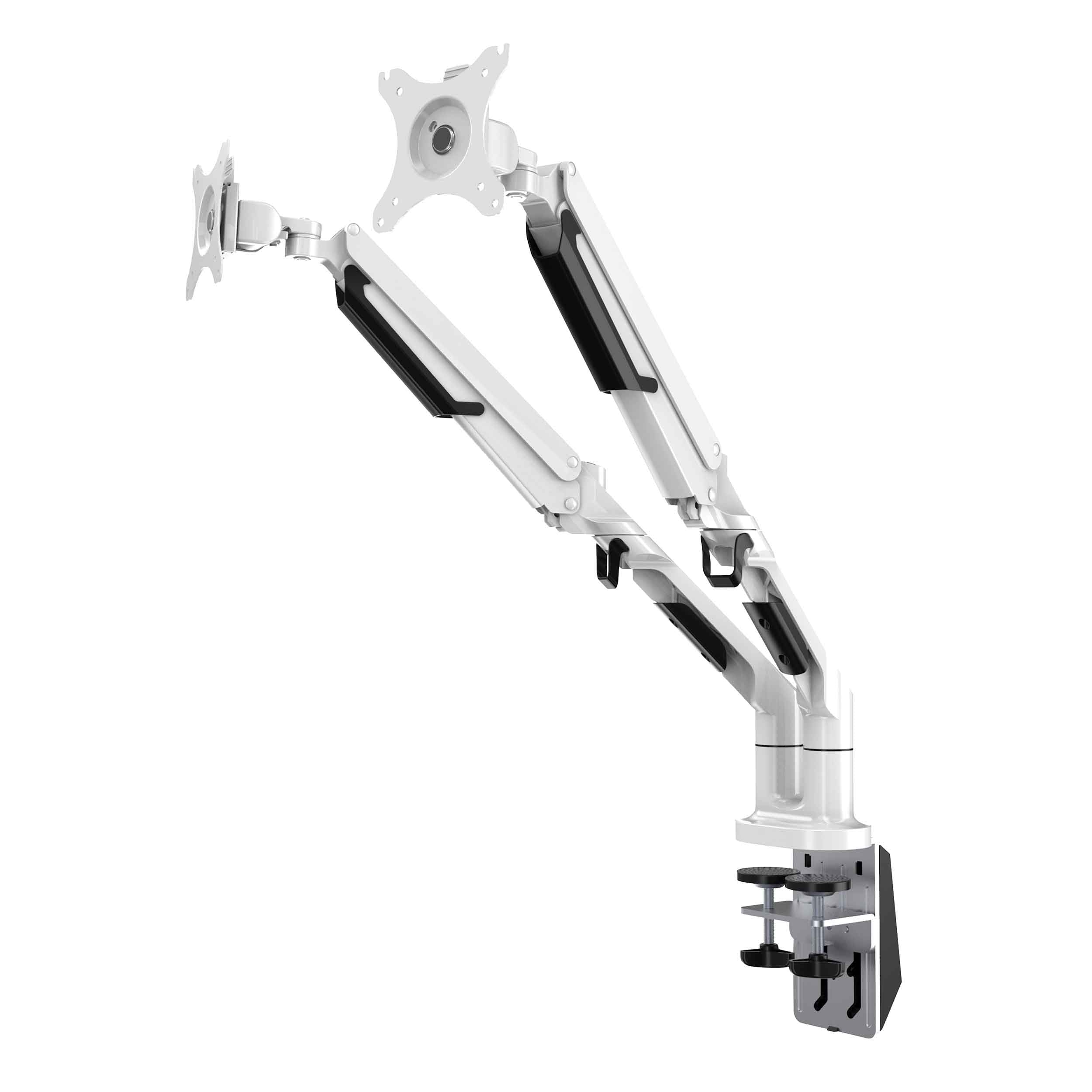 Adjustable Double Monitor Mount Stand for 17-32 Inch Screens, Rotating Ergonomic Arm with 9kg Load Capacity - White (DH27) - Perfect for Home Office, Gaming & Workspace Setup