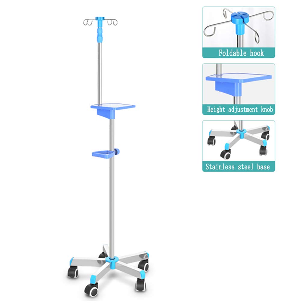 Adjustable IV Pole Stand with Wheels - Stainless Steel Telescopic IV Drip Stand for Hospital, Clinic & Home Use - Perfect for Medical Care, Infusion Therapy & Pet Treatment
