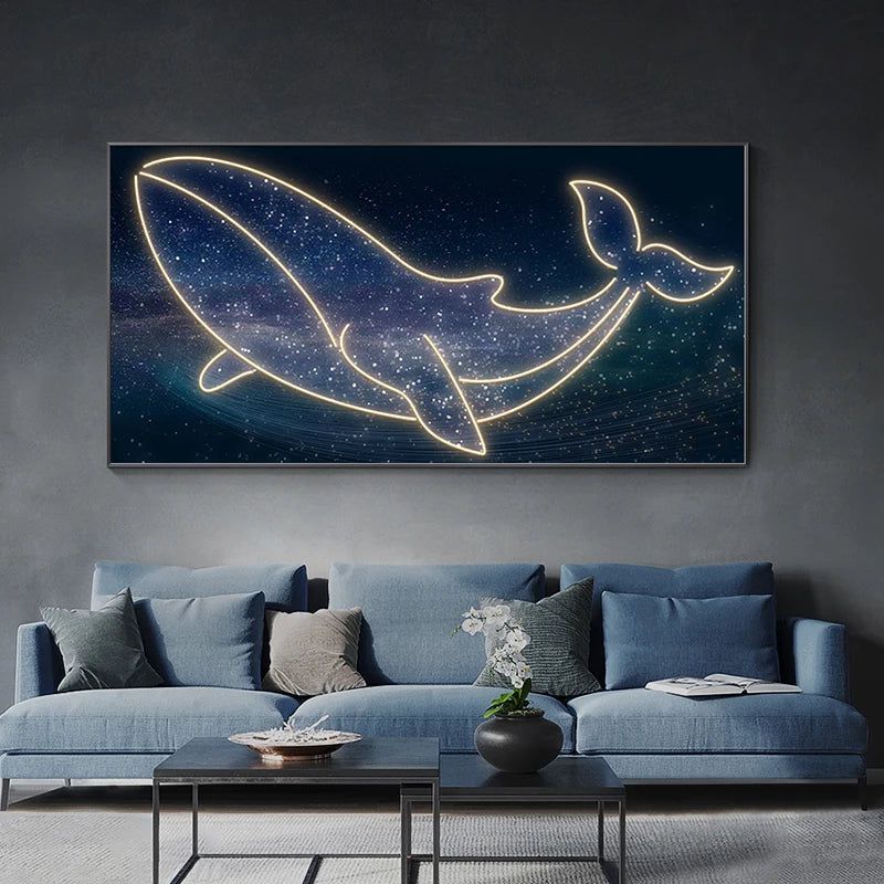 Whale LED Wall Lamp - Modern Art Decor Lighting for Living Room, Bedroom & Office - Energy-Efficient Dimmable Ambient Light