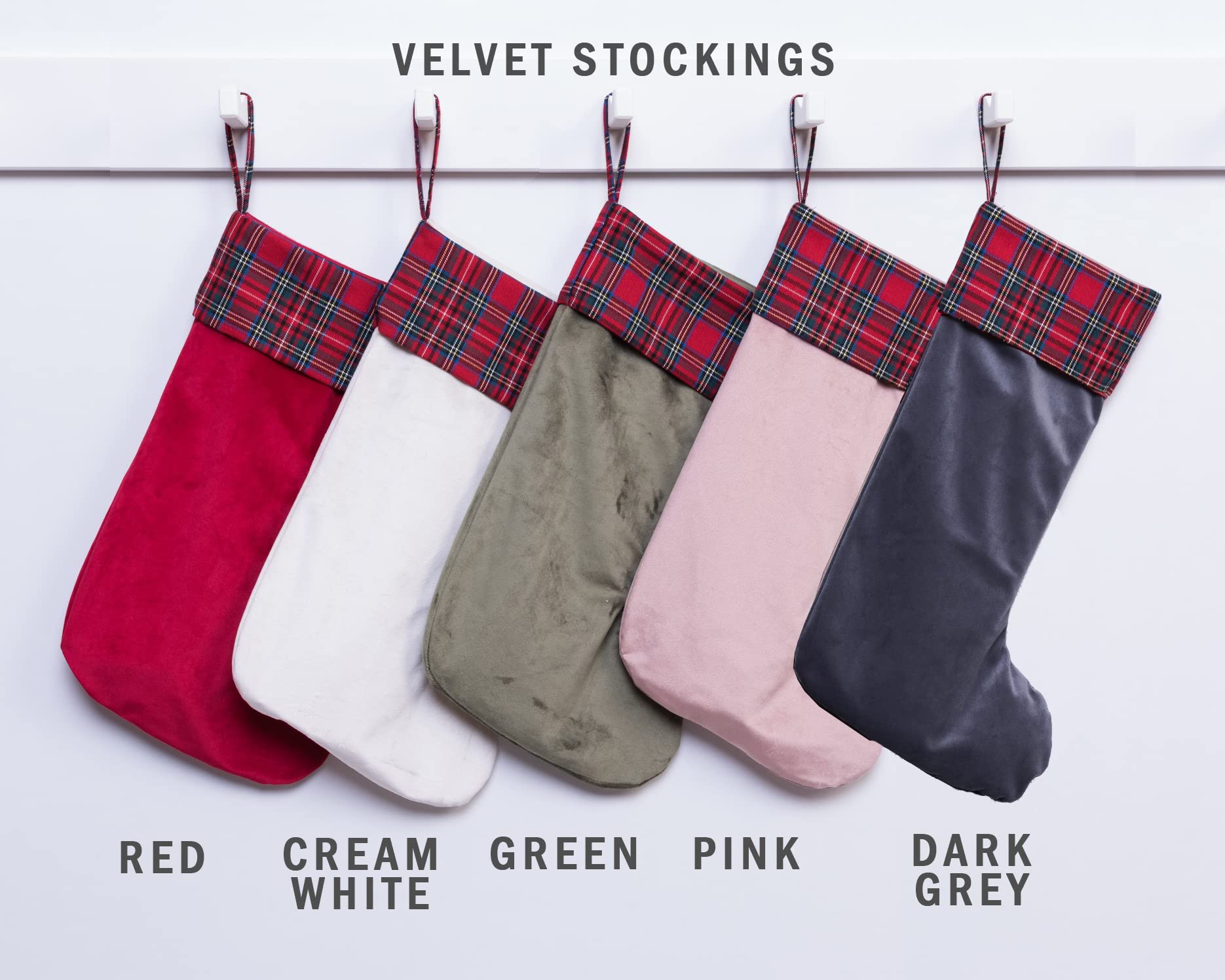 Personalized Christmas Stockings with Plaid Cuff - Custom Name Holiday Decor for Fireplace Mantel, Tree, and Festive Home Decorations