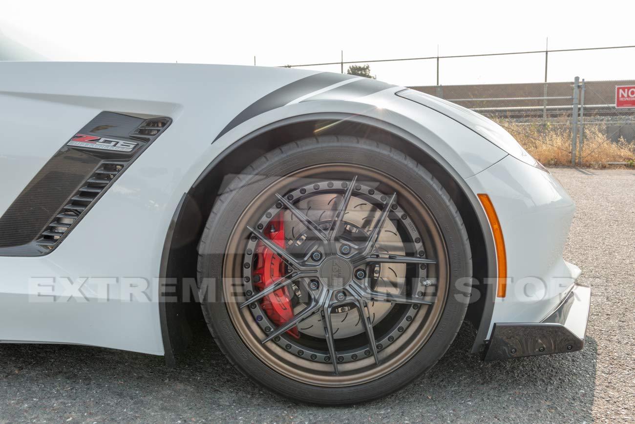2014-2019 Chevrolet Corvette C7 Front Splash Guards - GM Factory XL Extended Mud Flaps Pair (ABS Plastic, Black) | Perfect for All-Weather Protection & Road Debris Prevention | Fits All C7 Corvette Models