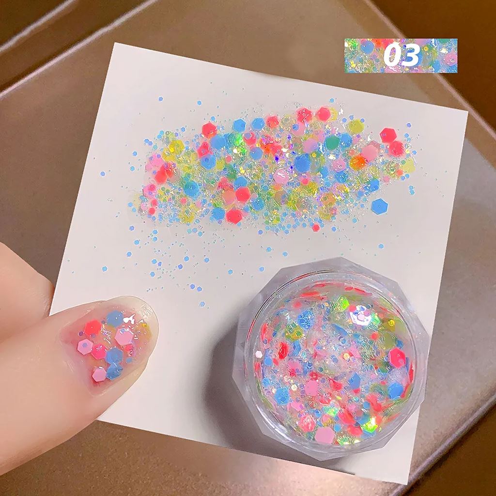 Aurora Multicolor Laser Glitter Jar - 1oz Premium Cosmetic Glitter for Nails, Face, Body Art & DIY Crafts - Perfect for Parties, Festivals, and Makeup Looks
