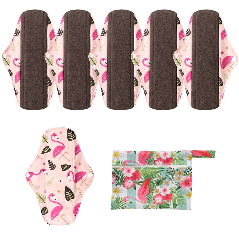 7pcs Bamboo Reusable Sanitary Pads with Wet Bag - Eco-Friendly Menstrual Care for Travel & Daily Use