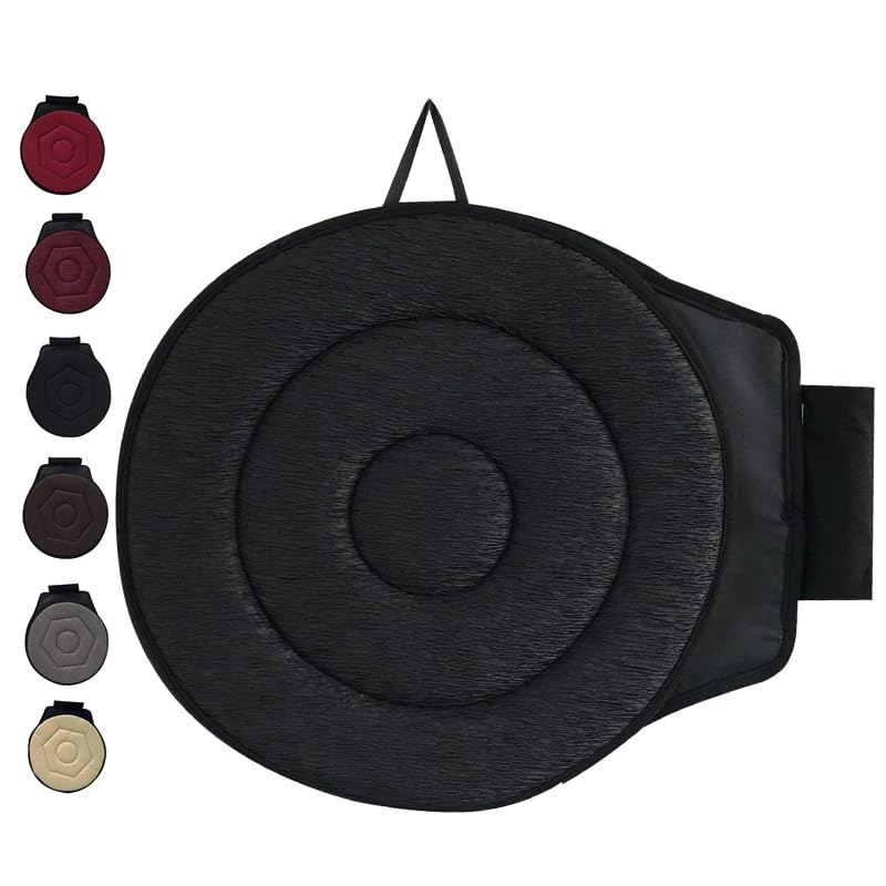 360° Rotating Car Seat Cushion for Elderly - Non-Slip Swivel Cushion for Comfort & Support - Perfect for Long Drives, Office Chairs & Wheelchair Use (Black)