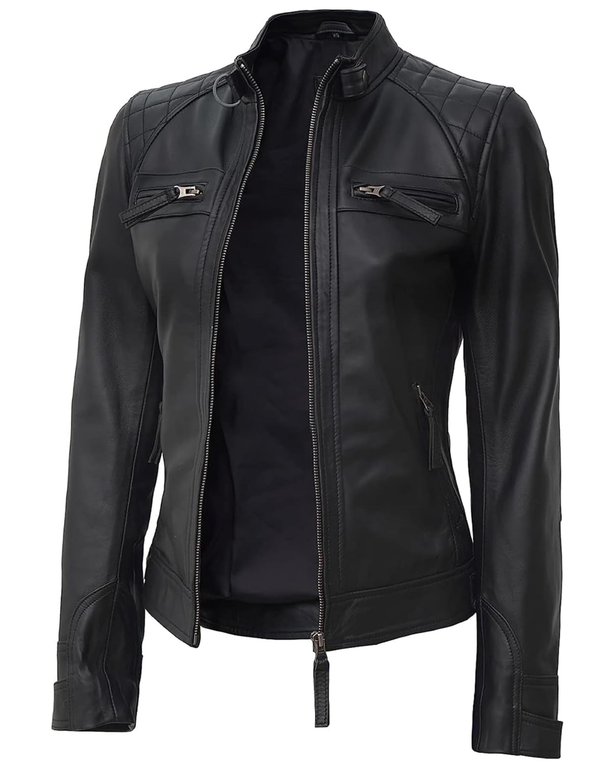 Decrum Genuine Leather Jacket for Women - Café Racer Motorcycle Style Jacket, Fashion Outerwear for Bikers & Casual Wear | Perfect for Riding, Night Out & Everyday Style