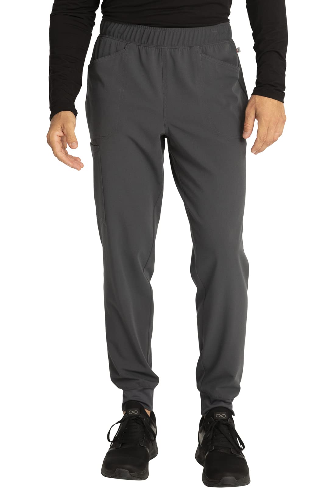 Cherokee Euphoria Men's Scrubs Pants - Mid Rise Jogger Style CK206A, Large Size, Pewter Grey | Comfortable Medical Workwear for Doctors & Nurses