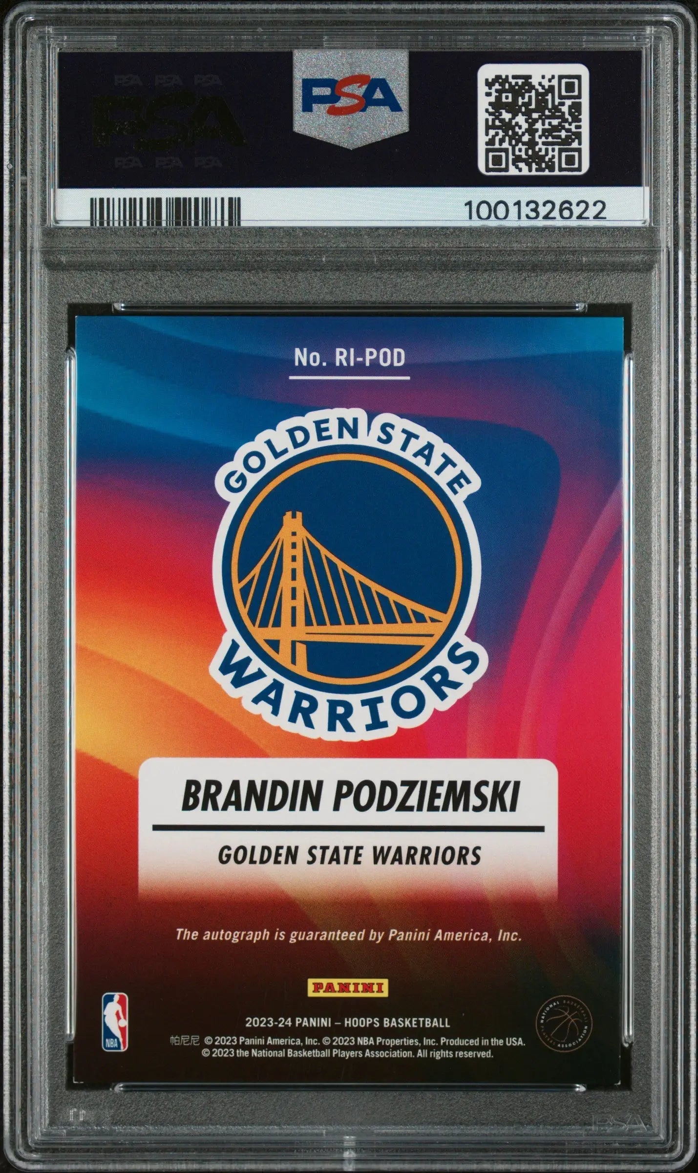2023 Panini NBA Hoops Rookie Ink Auto Red Brandin Podziemski PSA 8 /25 - Limited Edition Basketball Trading Card for Collectors & Fans - Perfect for Sports Memorabilia Displays & Investment Collections