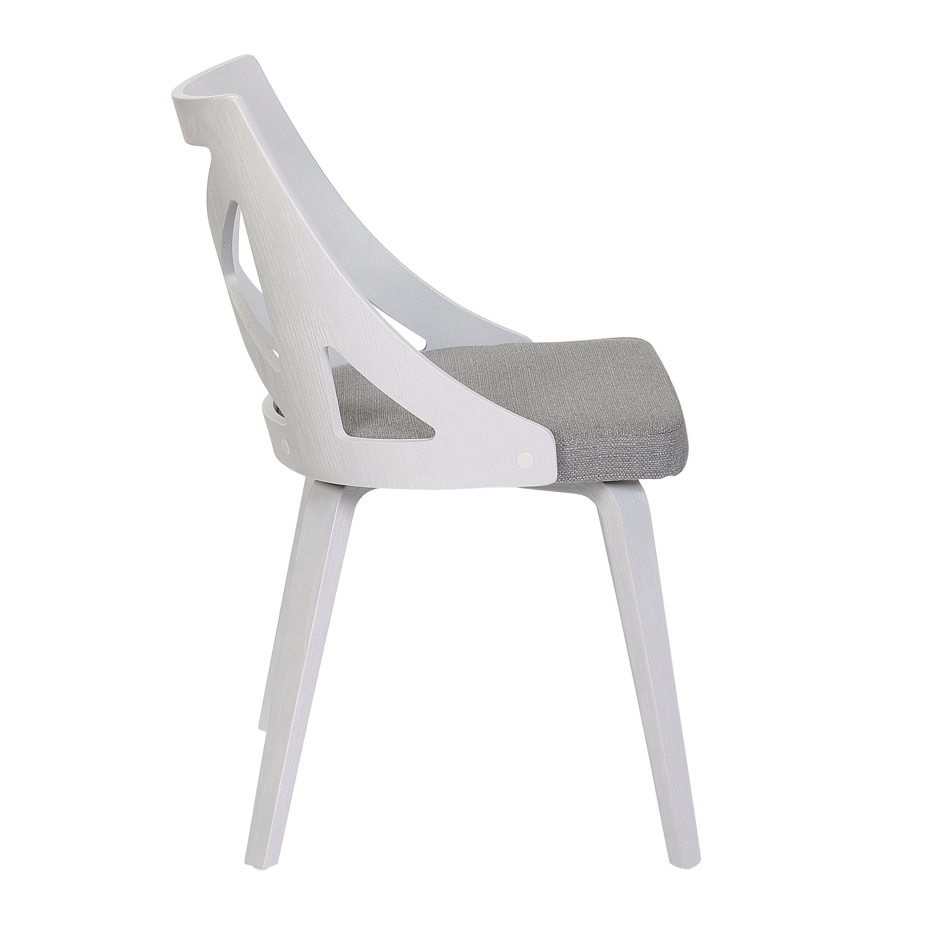 LumiSource Charlotte Farmhouse Chairs Set of 2 - White Textured Wood & Light Grey Fabric Upholstered Dining Chairs | Perfect for Farmhouse Dining Room, Kitchen Nook or Cozy Breakfast Corner