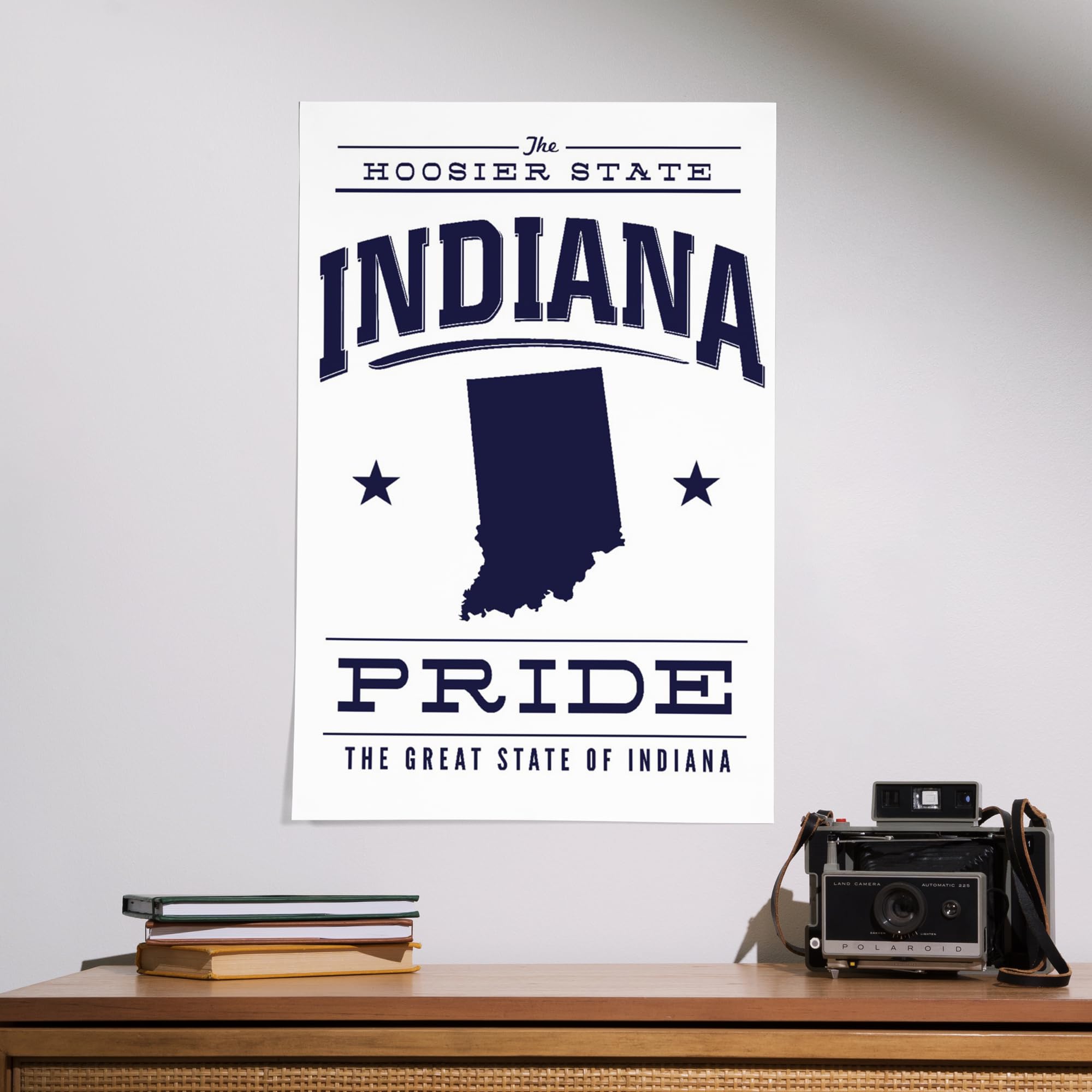 Lantern Press 16x24 Inch Giclee Print - Indiana State Pride Blue on White Wall Art - Perfect for Home Decor, Office & Gift Giving