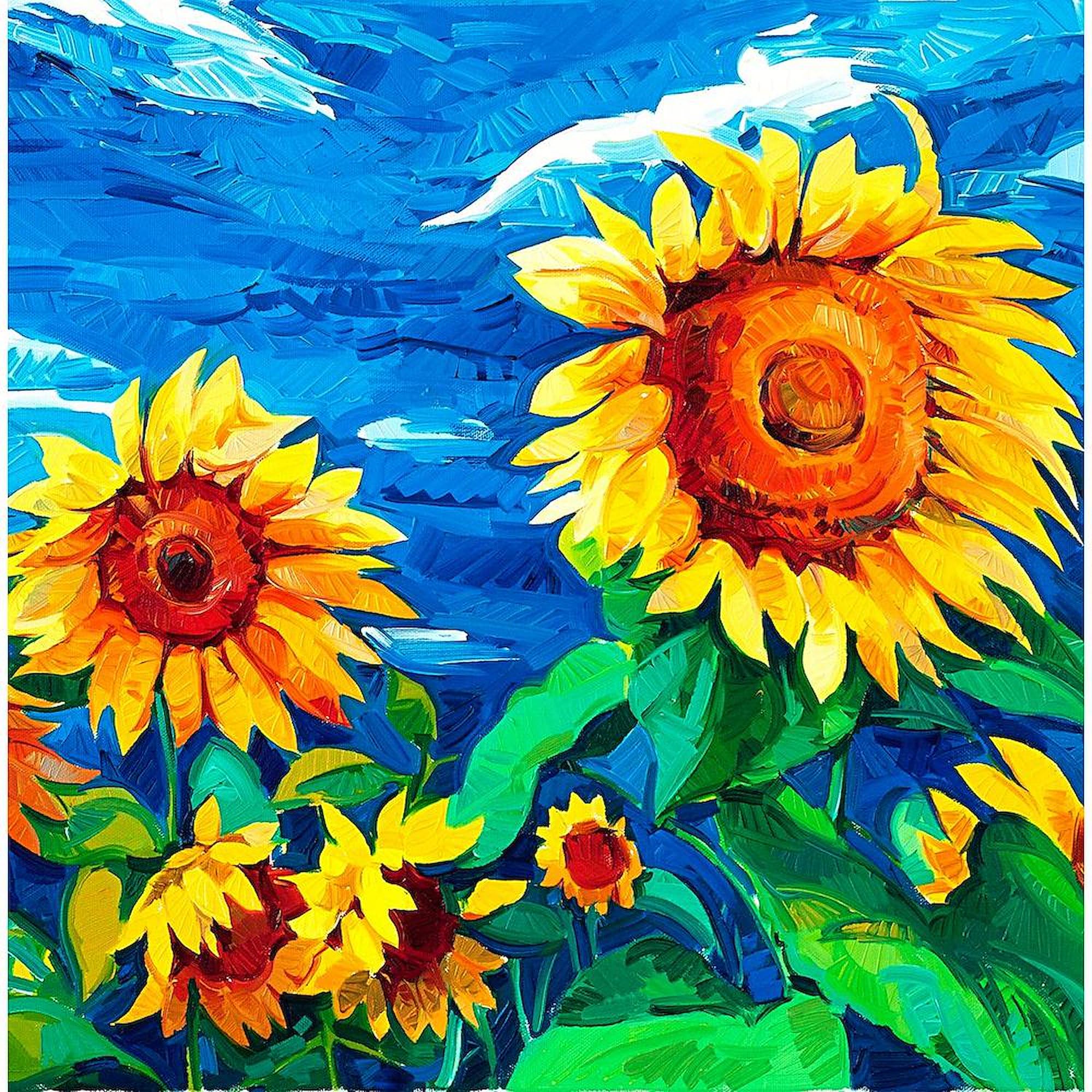 Sunflower Painting Wall Clock - 10 Inch Decorative Clock for Living Room, Kitchen, or Office - Perfect for Home Decor & Gift Giving