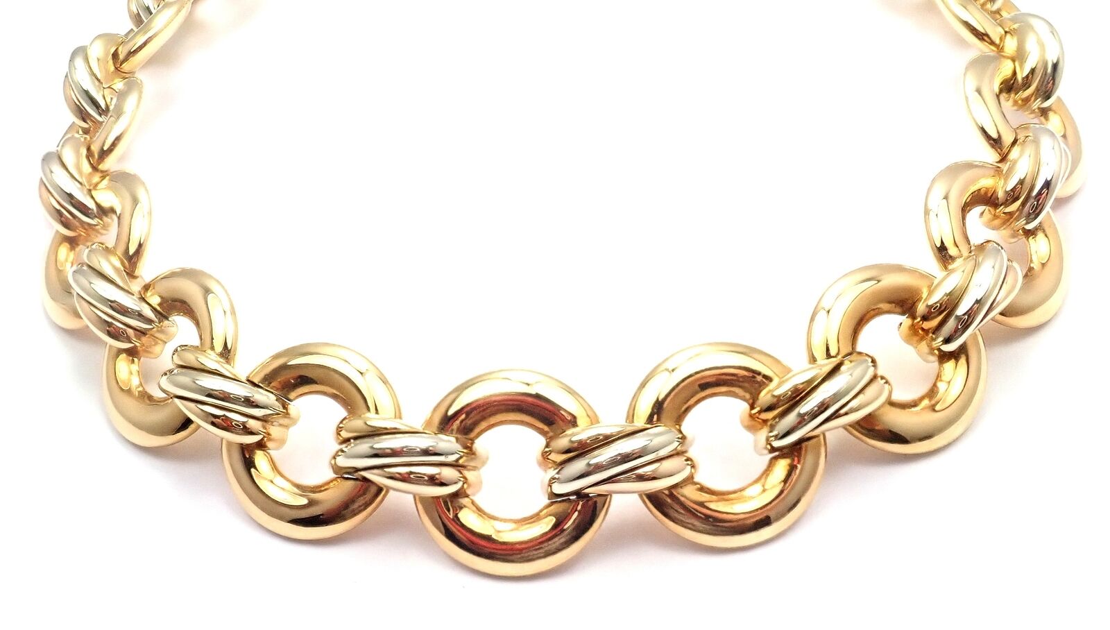 Authentic Cartier Trinity 18k Tri-Color Gold Round Link Necklace - Luxury Jewelry for Women, Perfect Gift for Anniversary, Valentine's Day & Special Occasions