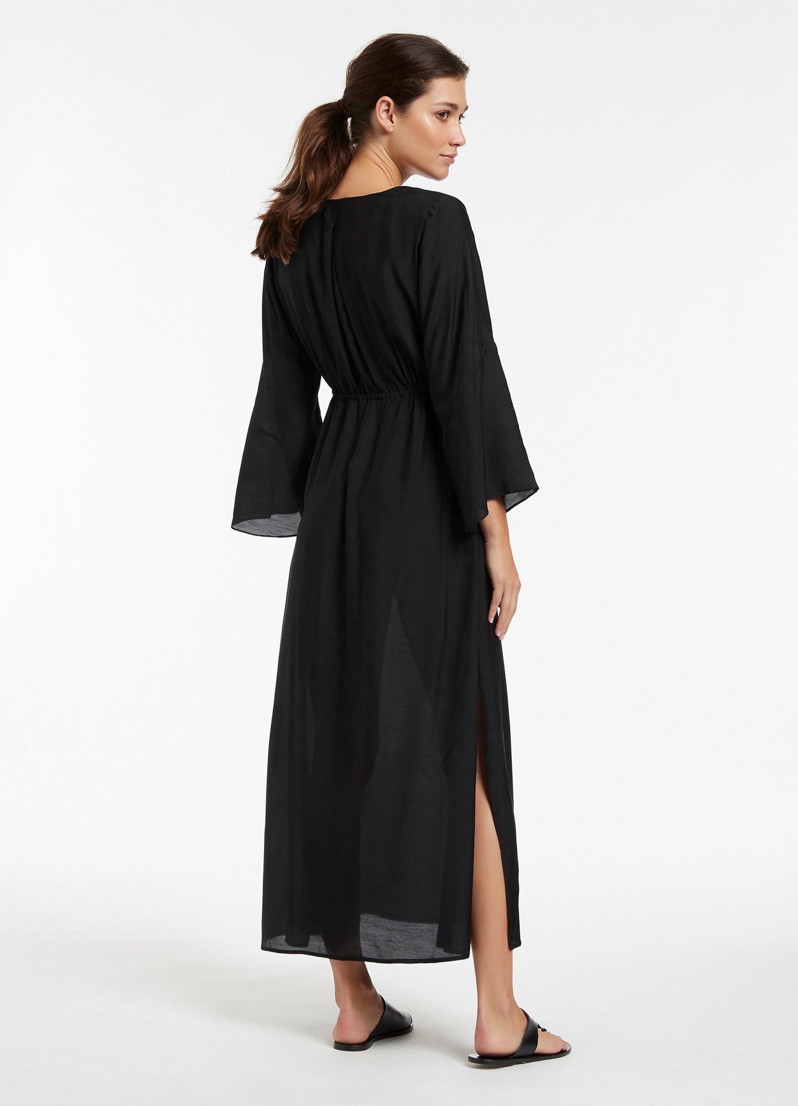 Jetset Maxi Plunge Kaftan Dress - Black | Flowy Beach Cover Up & Summer Vacation Outfit for Women