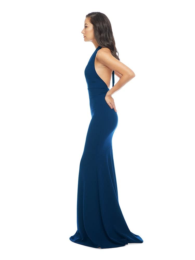 Dress the Population Women's Camden Deep V-Neck Halter Bodycon Maxi Dress for Evening Parties & Special Occasions