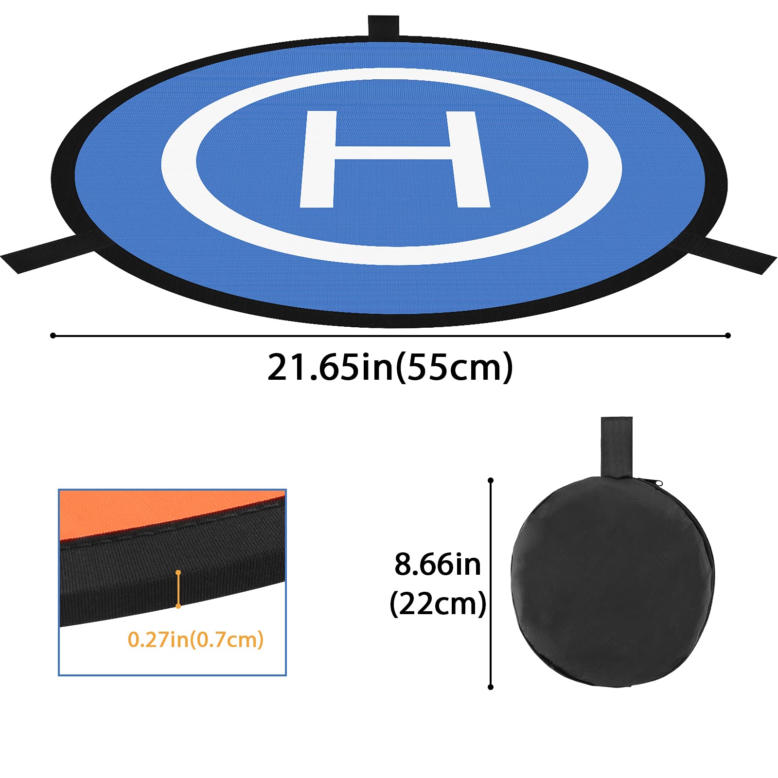 **Linkidea 21'' Foldable & Waterproof Drone Landing Pad - Portable Accessory for DJI Mavic, Phantom 2/3/4/Pro, Antel Robotic & Universal PVB Drones - Ideal for Outdoor, Travel & Aerial Photography (Orange, 55cm)**