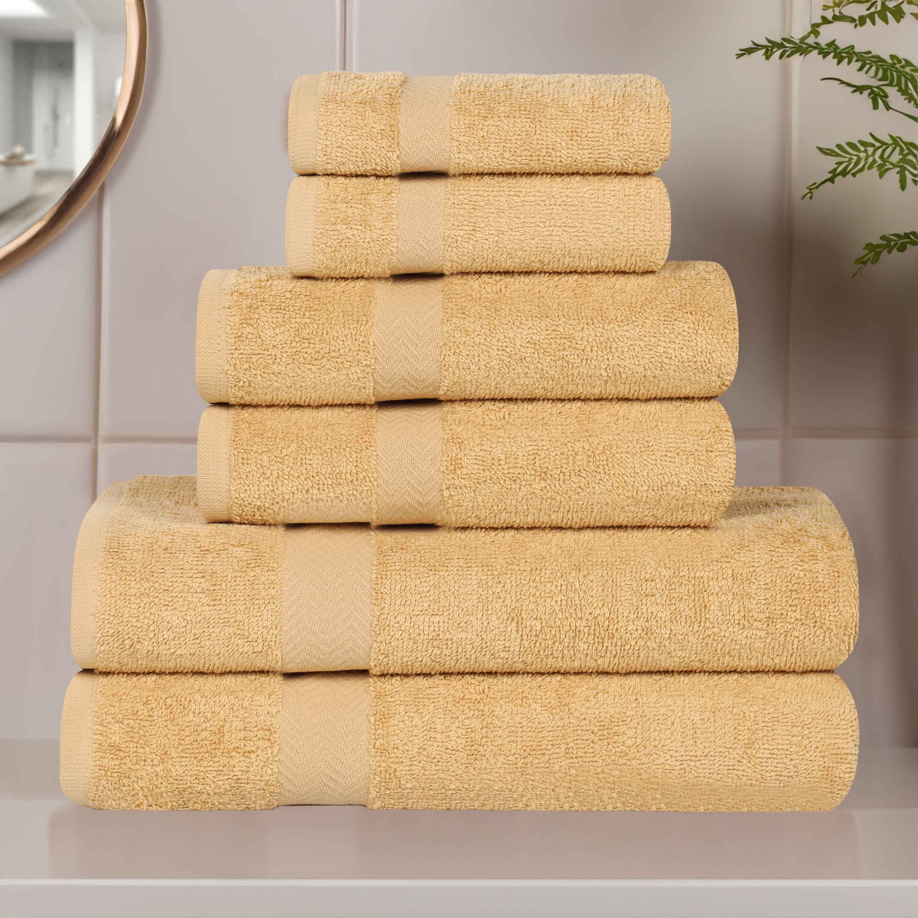 6-Piece Organic Cotton Eco-Friendly Soft Absorbent Bath Towel Set for Spa, Gym & Home Use - Ultra Plush & Quick Drying