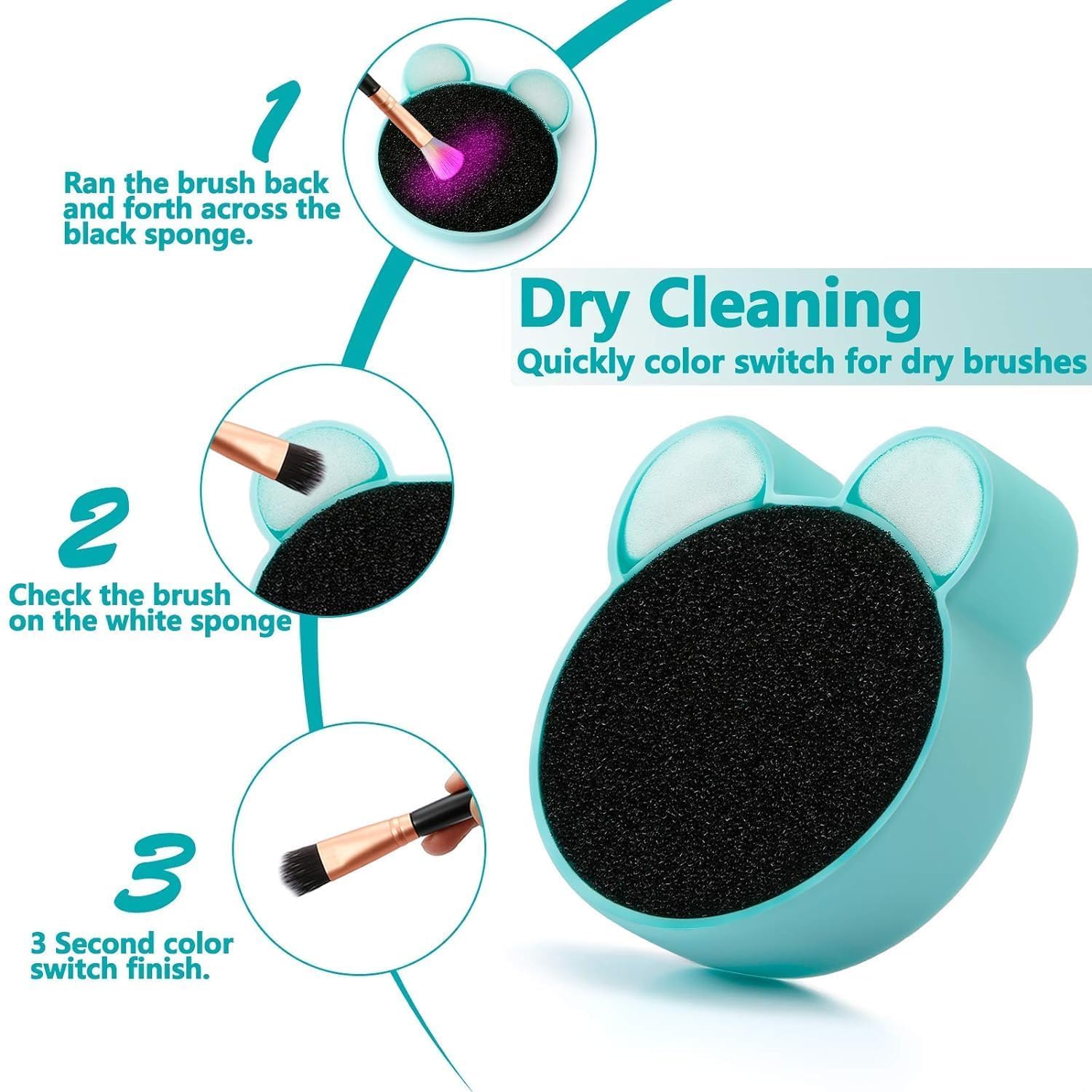 Giffy® Silicone Makeup Brush Cleaner Pad - Mickey Bear Design, Cosmetic Brush Washing Tool for Quick Cleaning (Multicolor, Medium, 2-Pack) | Perfect for Home, Salon & Travel Makeup Brush Care