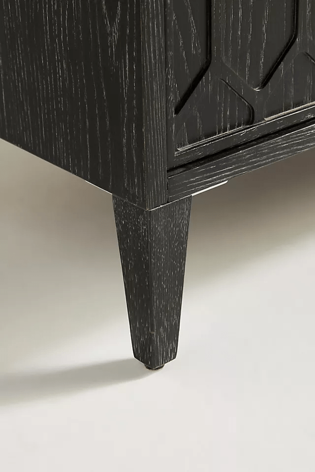 Hand Carved Textured Trellis Buffet Table - Black Indian Furniture for Dining Room & Living Room Storage