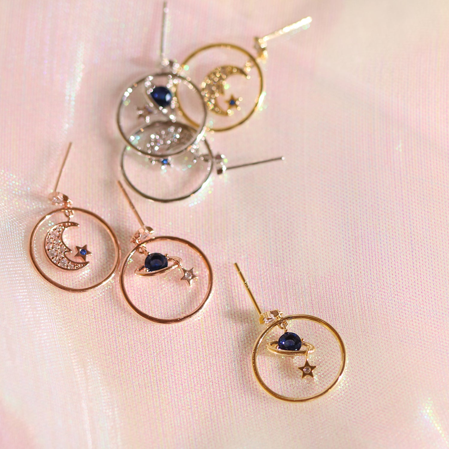 Saturn Moon Earrings - Unique Celestial Jewelry for Women, Dainty Planet Studs, Perfect for Gifts & Everyday Wear - Ideal for Astronomy Lovers & Space-Themed Outfits