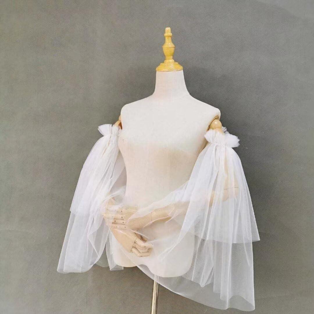 YMFFW Detachable Puff Sleeves for Wedding Dresses - Elegant Removable Bridal Sleeves Accessory for Bride, Bridesmaid & Formal Occasions - Perfect Wedding Gift & Fashion Add-On for Church Ceremony, Photoshoot & Reception