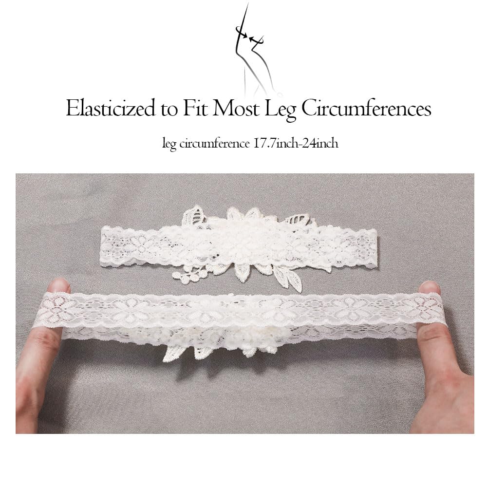 Elegant Lace Wedding Garters for Bride - Romantic Bridal Garter Belt Set with Bow - Perfect for Wedding Day, Bouquet Toss & Something Blue Tradition - Bride's Essential Accessories