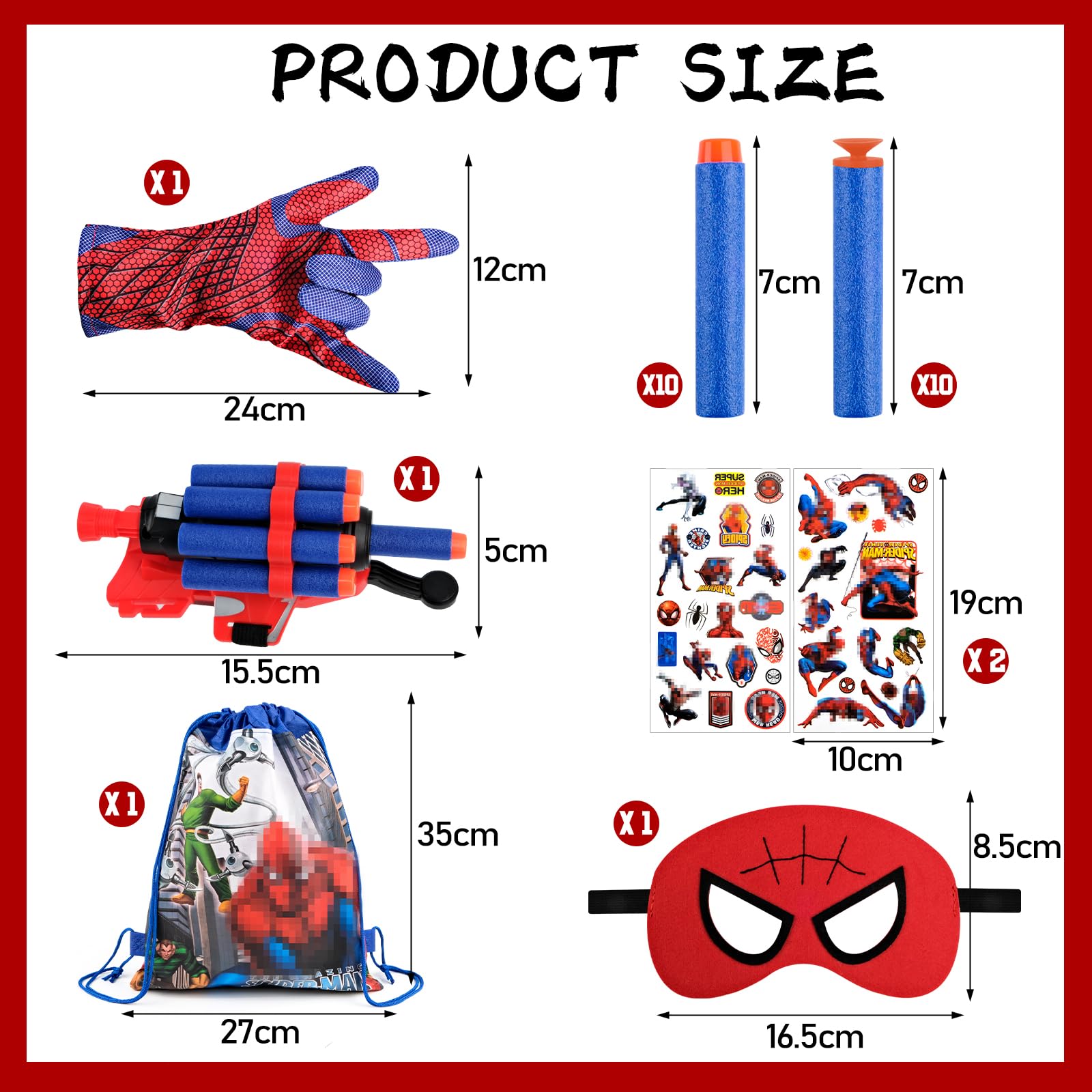 WUGU Launcher Glove - Plastic Cosplay Glove with Hero Thrower Wrist Toy, Mask & Stickers | Spider-Man Inspired Educational Toy for Kids | Perfect for Role Play, Birthday Gifts & Superhero Parties