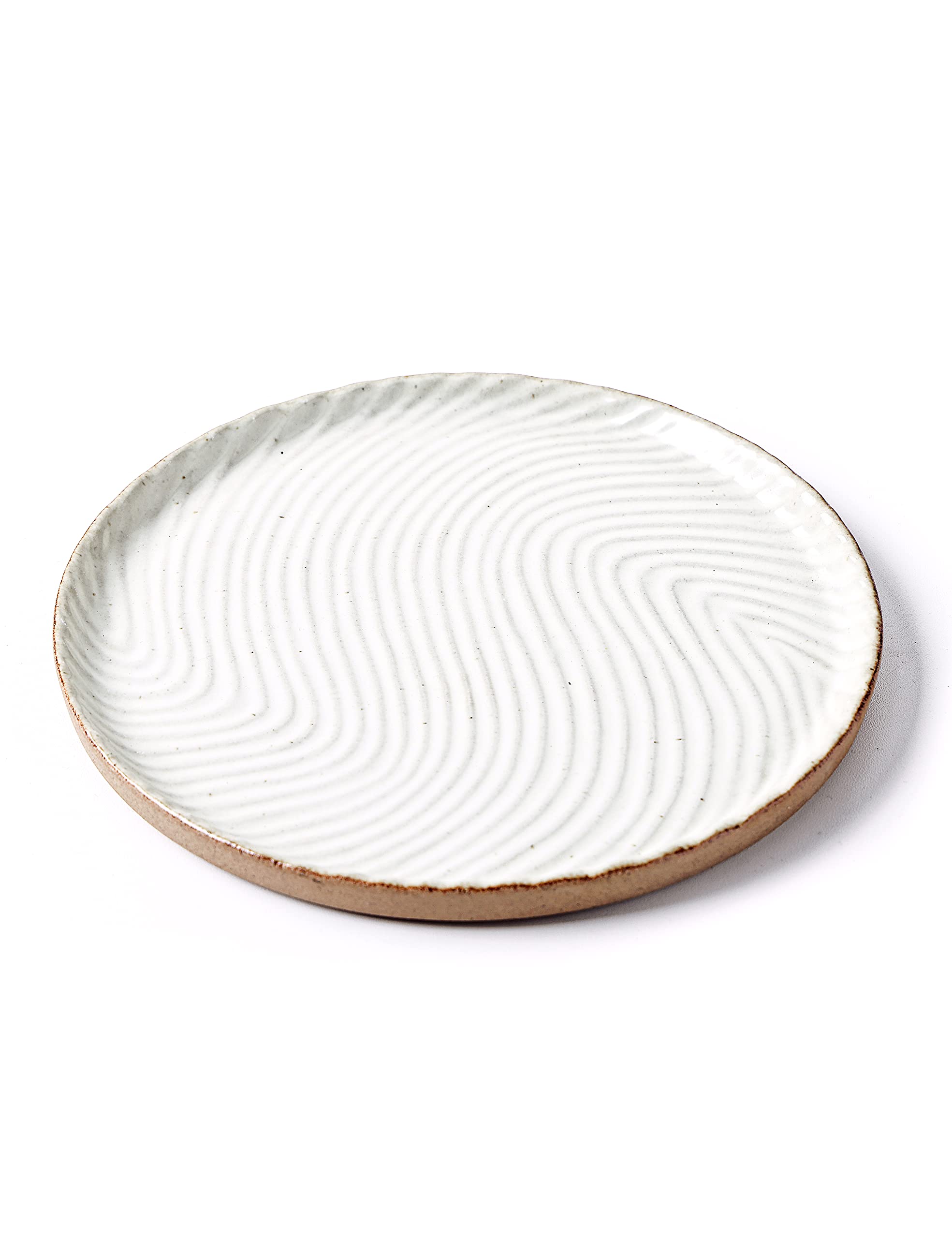 Elegant White Round Vanity Tray with Brown Trim - 8