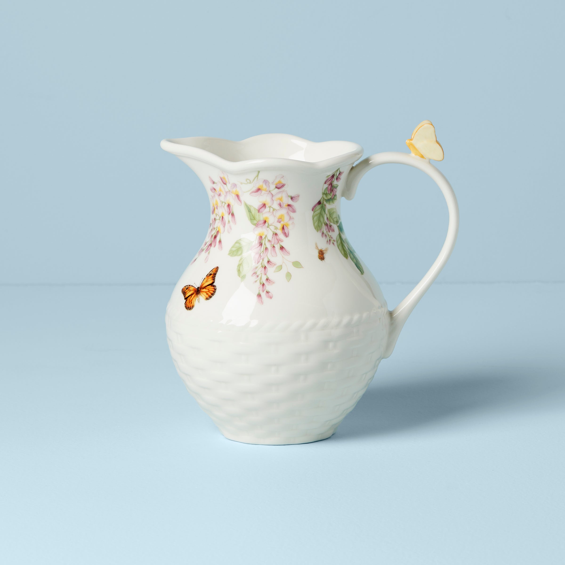 Butterfly Meadow Glass Pitcher - Elegant Floral Design for Iced Tea, Lemonade & Summer Drinks - Perfect for Outdoor Parties, Picnics & Home Decor