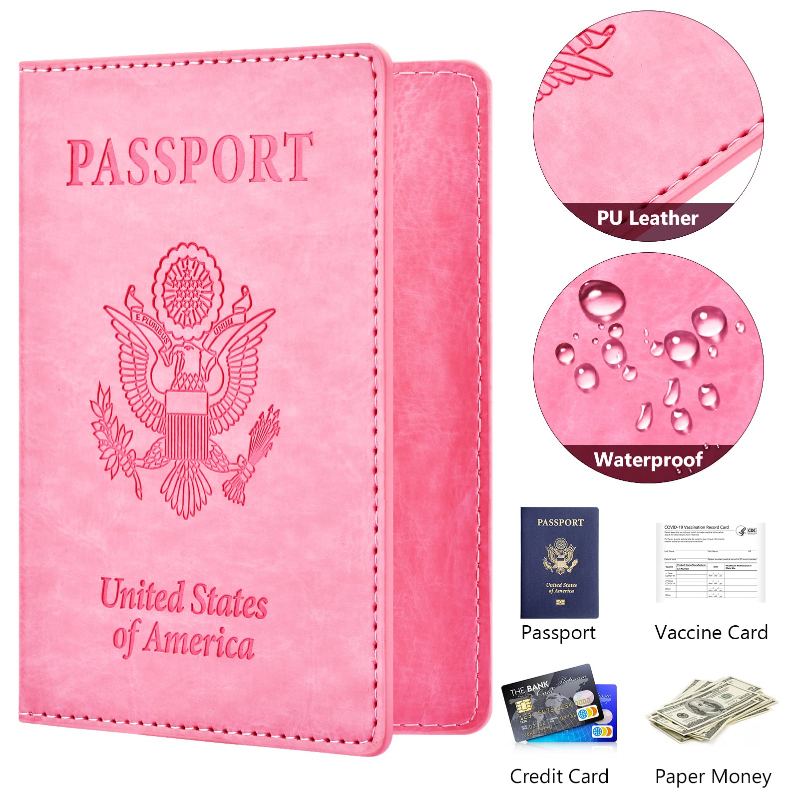 Eoehro 2-Pack RFID Blocking Passport Holder Wallet - Waterproof Travel Document Organizer for Women & Men | Perfect for International Flights, Vacations & Business Trips