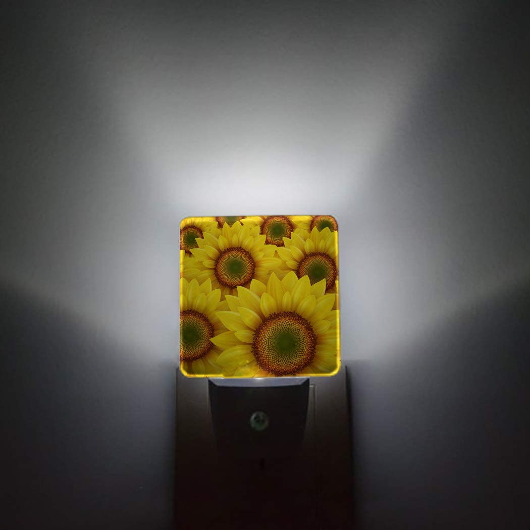 Sunflower Yellow LED Night Light Plug in with Light Sensor - Romantic Bedroom Nightlight for Nursery, Kids, Boys & Girls - Perfect for Bedrooms, Hallways & Nurseries