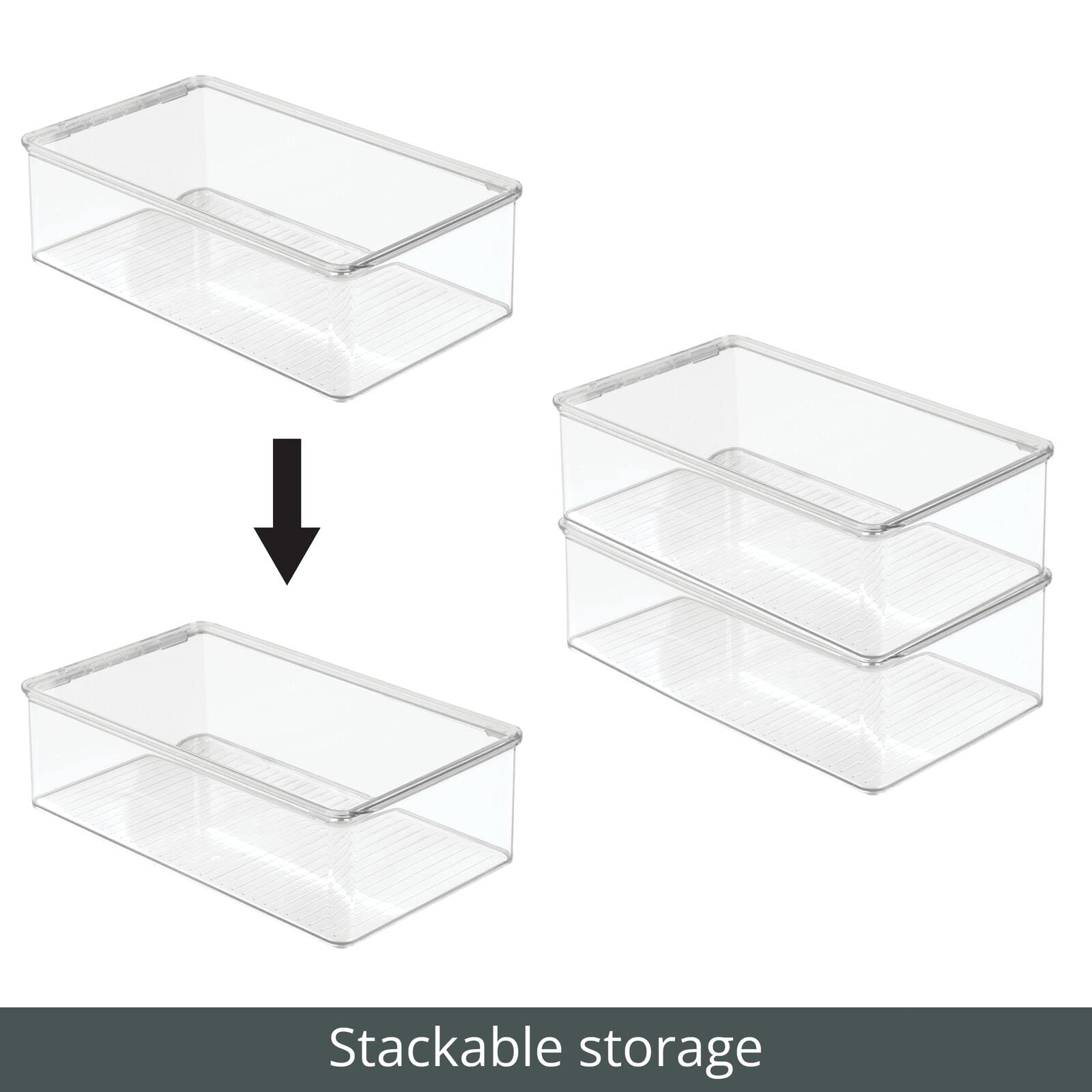 mDesign Plastic Playroom Storage Box with Hinged Lid - 8 Pack Clear Organizer for Toys, Blocks, Puzzles & Art Supplies | Perfect for Kids Rooms, Daycares & Classroom Organization