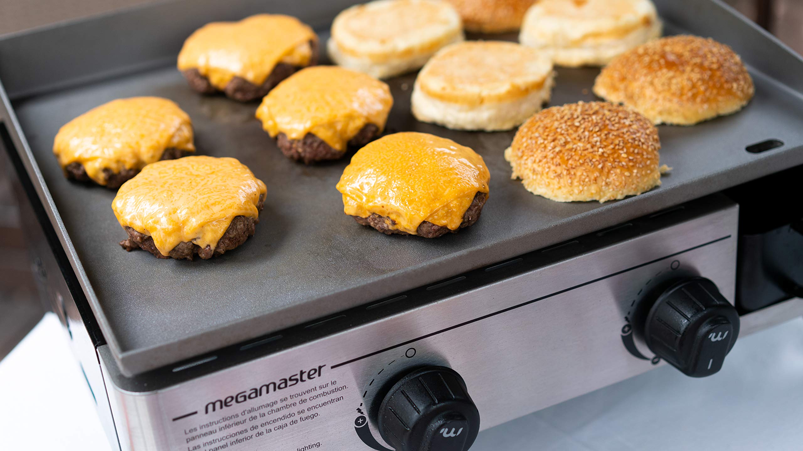 Megamaster 2-Burner Portable Gas Griddle - 18,000 BTU Outdoor Cooking Griddle with 302.8 SQ in Surface - Compact Tabletop Propane Griddle for Camping, BBQs, Tailgating & Backyard Parties (Model 820-0054F) | Perfect for RV Trips, Picnics & Outdoor Family Gatherings