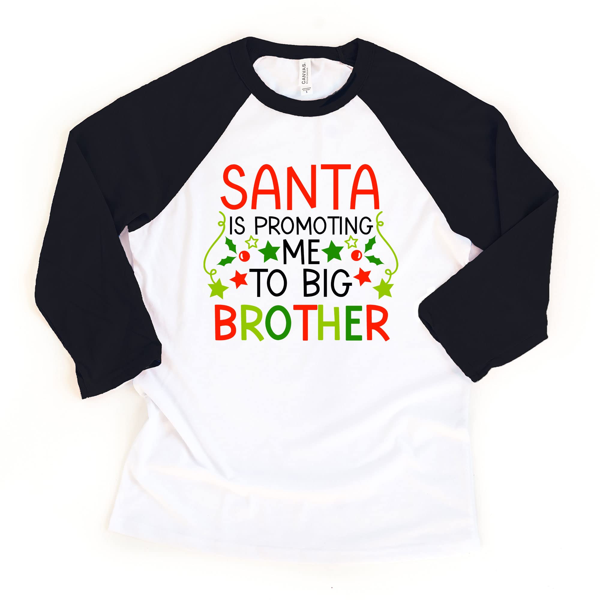 Santa Promotes Me to Big Brother - Christmas Toddler & Raglan Tee - Cute Holiday Matching Outfits for Siblings