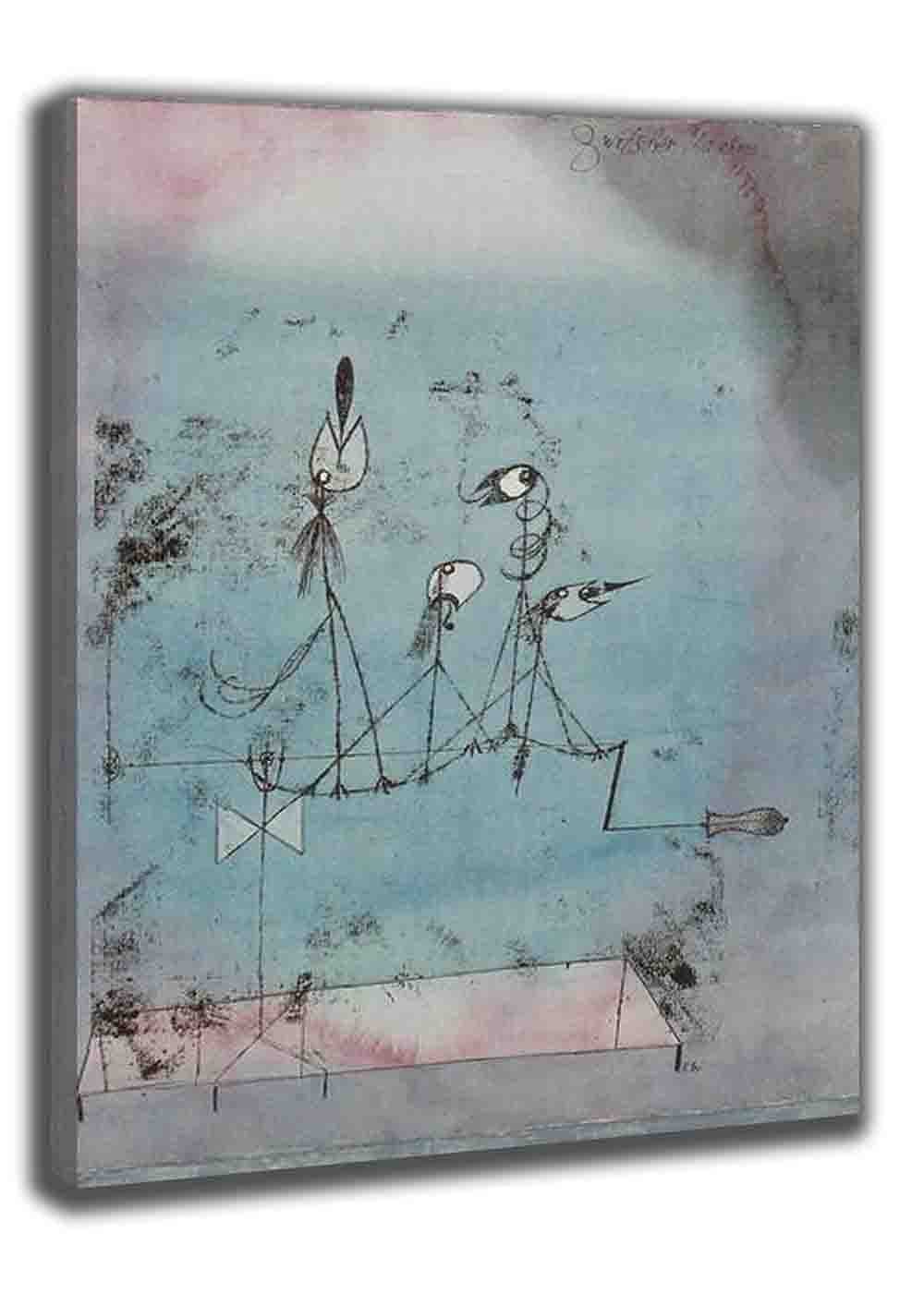 Paul Klee 'Twittering Machine' Framed Oil Painting Canvas Wall Art - 22x30 Inch (55x75cm) for Living Room, Bedroom & Office Decor - Perfect for Modern Home & Workspace Aesthetics