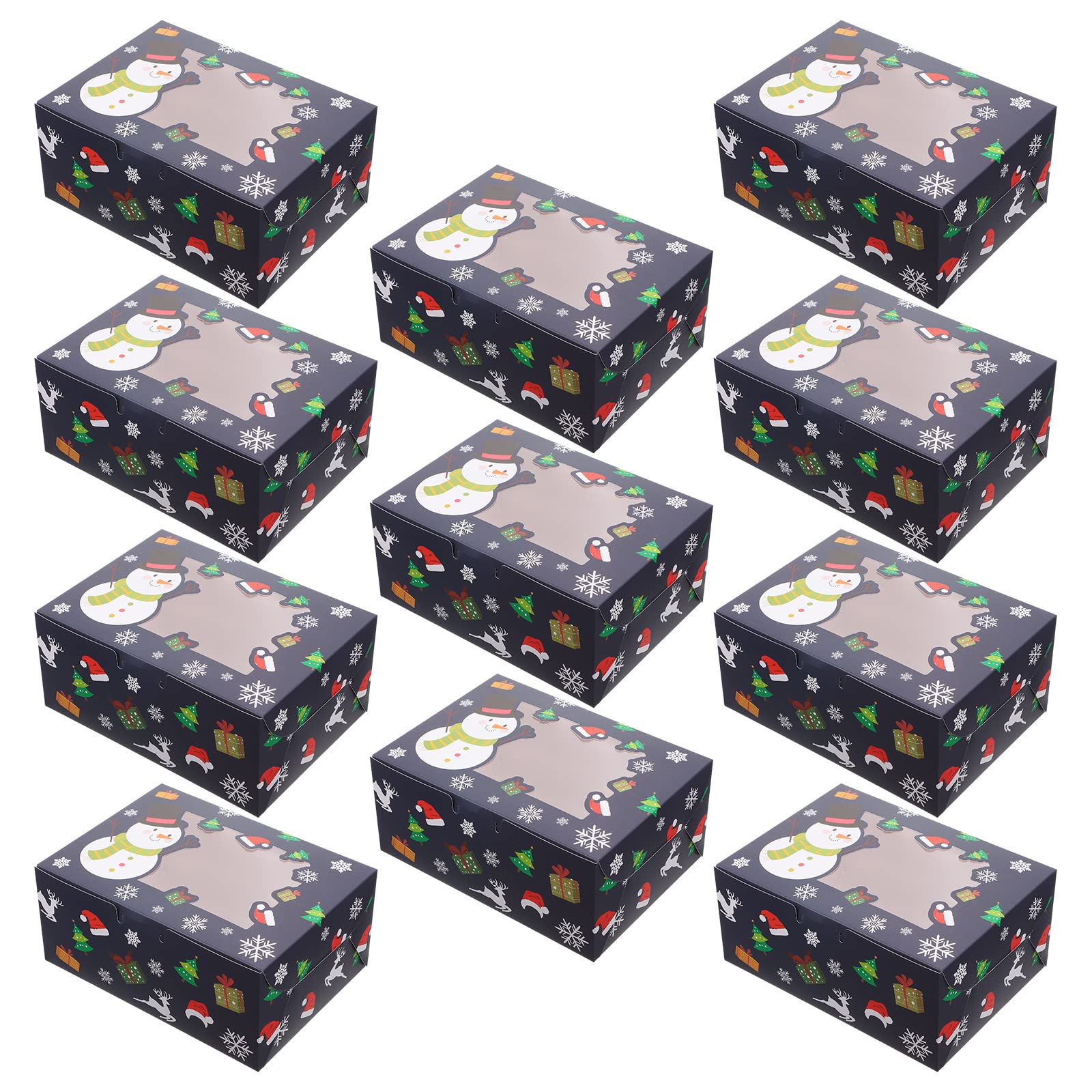 10Pcs Christmas Cake Boxes - Blue Biscuit Gift Cases for Holiday Party Decor