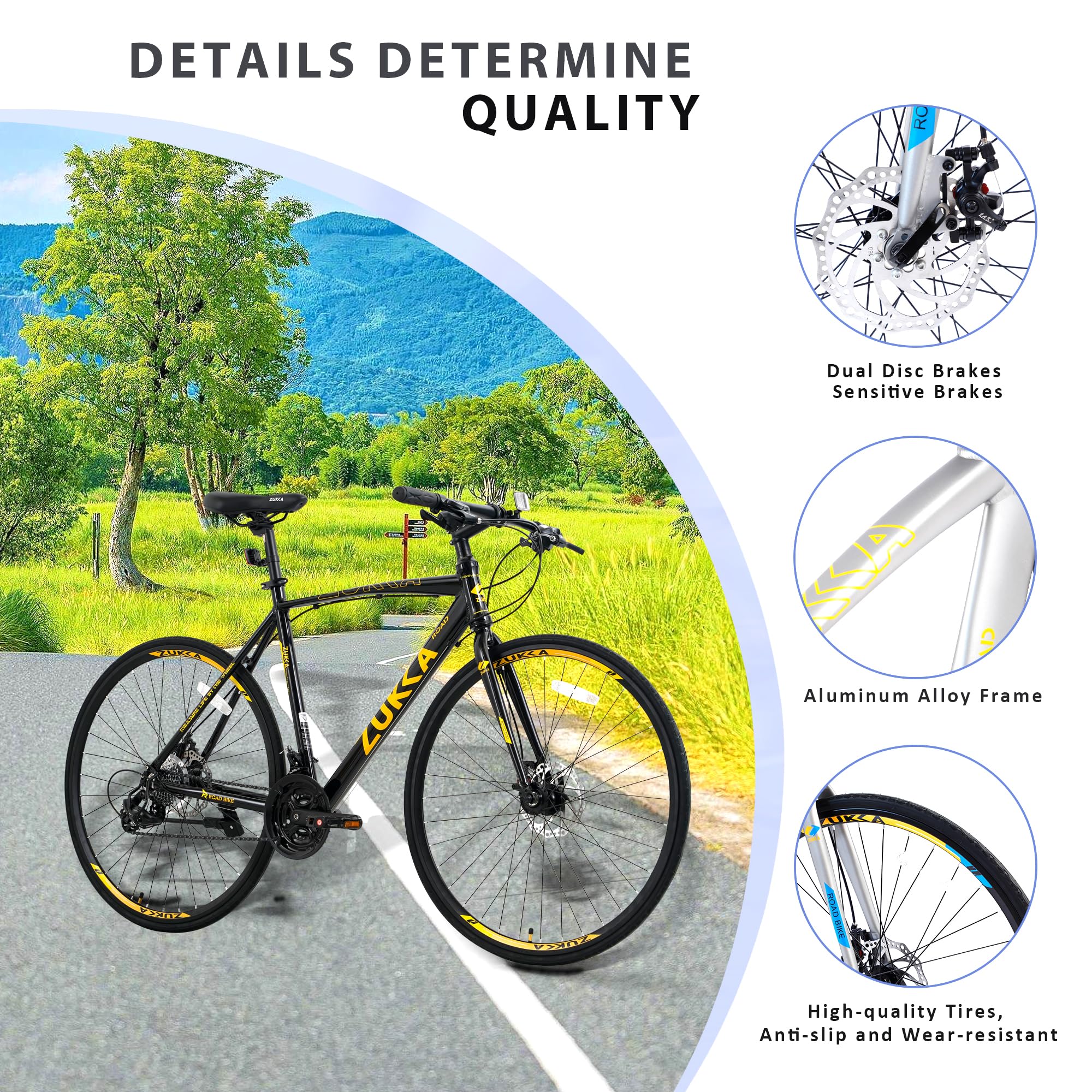 **MEGHNA 700C Road Bike - 24-Speed Hybrid Commuter Bike with Dual Disc Brakes for Men & Women - Perfect for City Riding, Fitness & Daily Commutes**